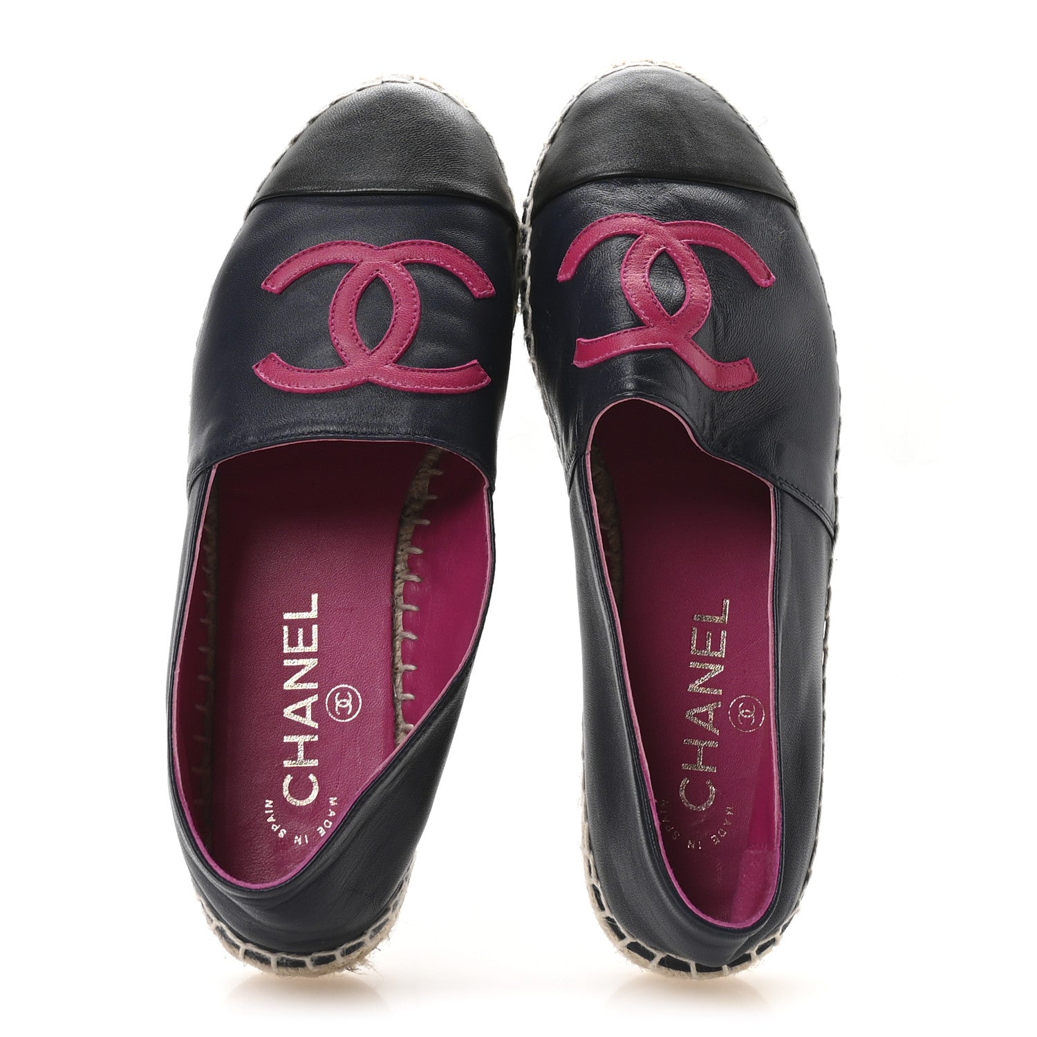 Lambskin CC Espadrilles 37 Navy Fuchsia Black