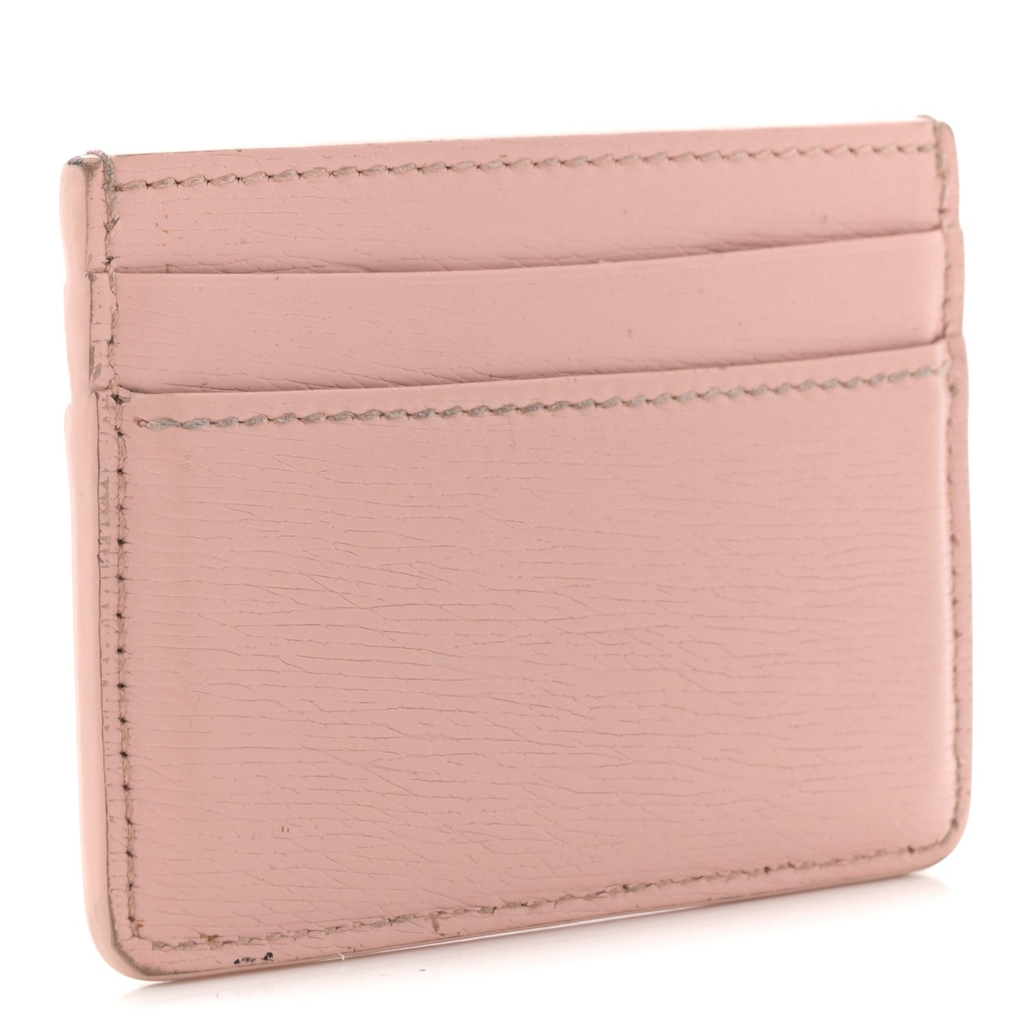 Calfskin Script Card Holder Light Pink