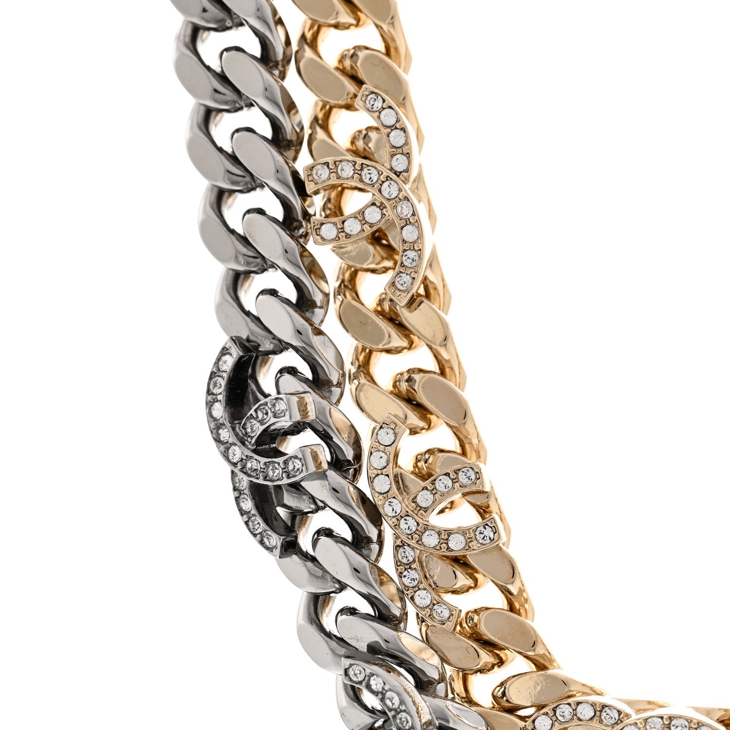 Crystal Chain CC Link Choker Gold Ruthenium
