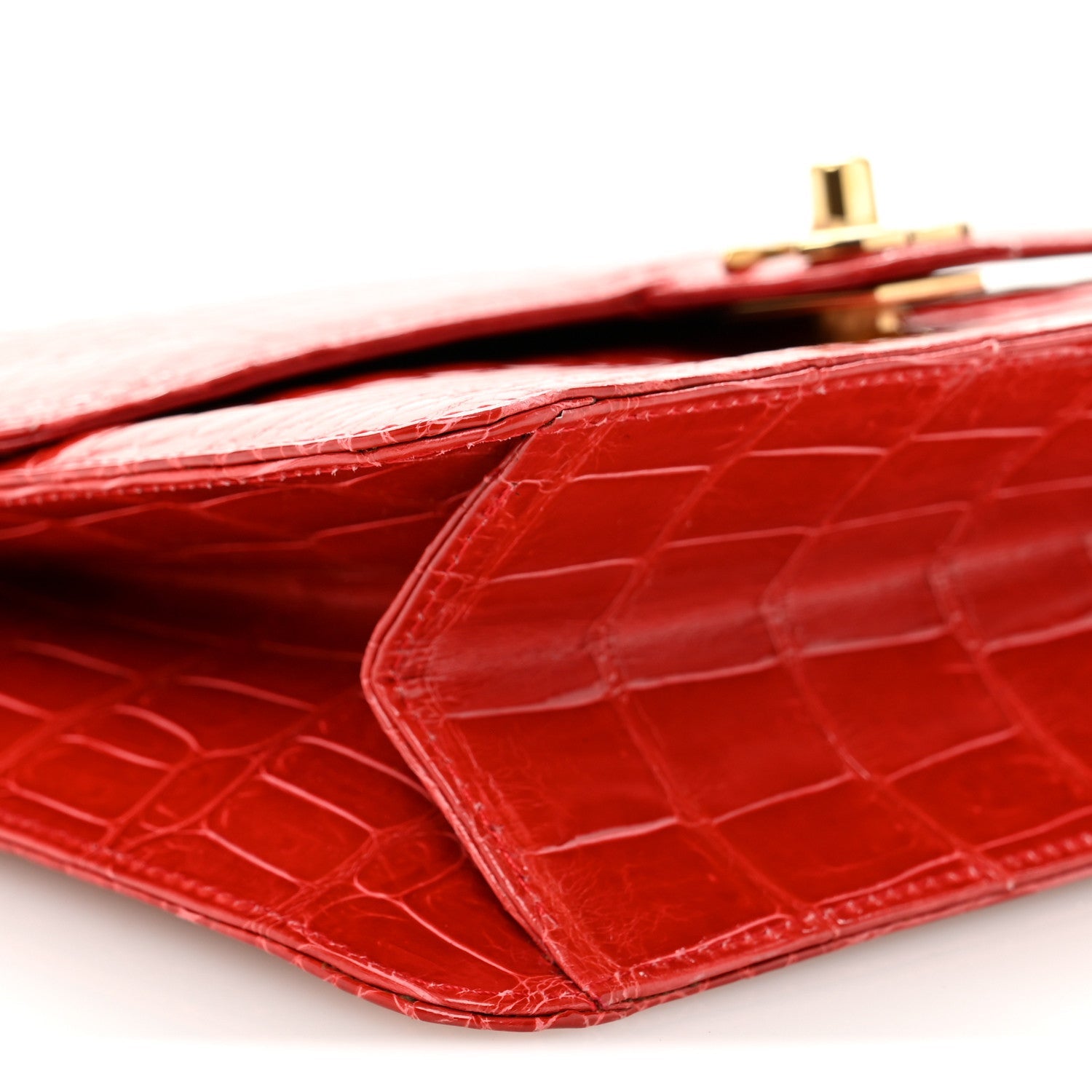 Shiny Alligator Small Single Flap Red