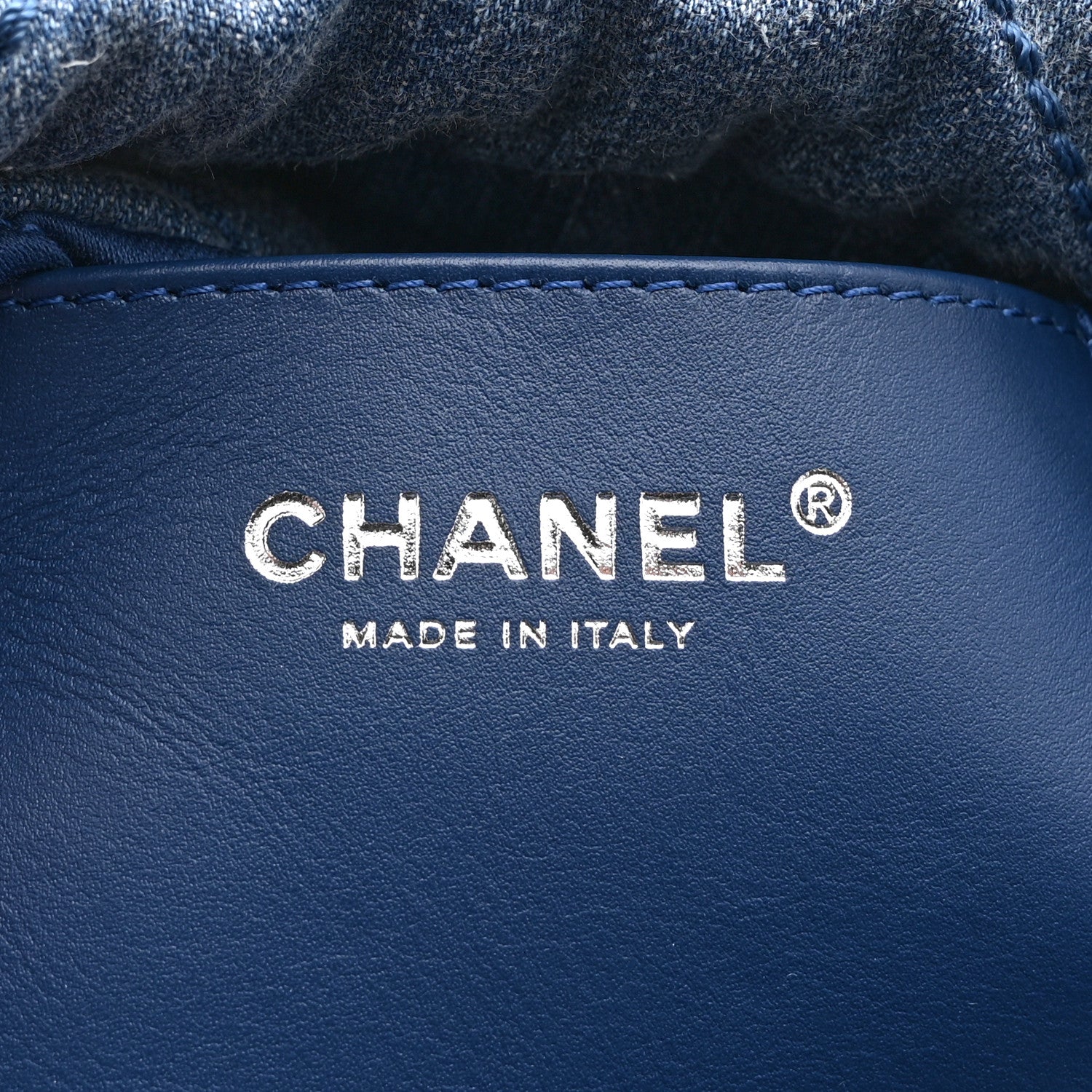 Washed Denim Quilted Studded Mini Chanel 22 Blue