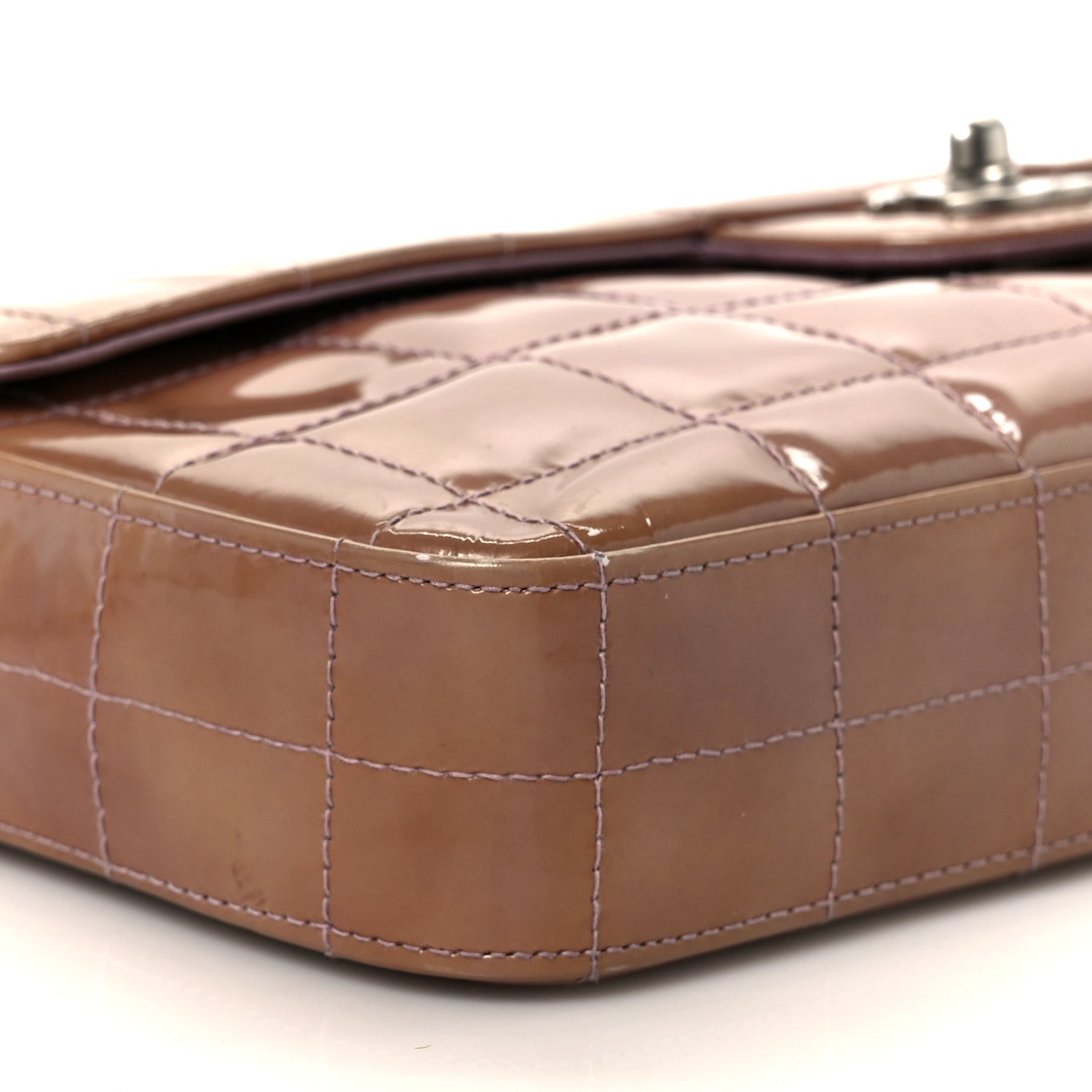 Patent Quilted East West Chocolate Bar Flap Light Purple