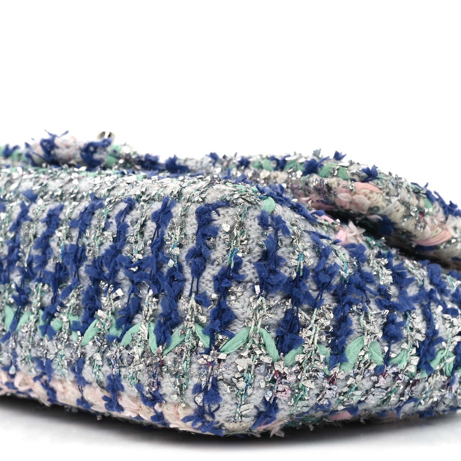 Glittered Tweed Quilted Medium Flap Blue Multicolor