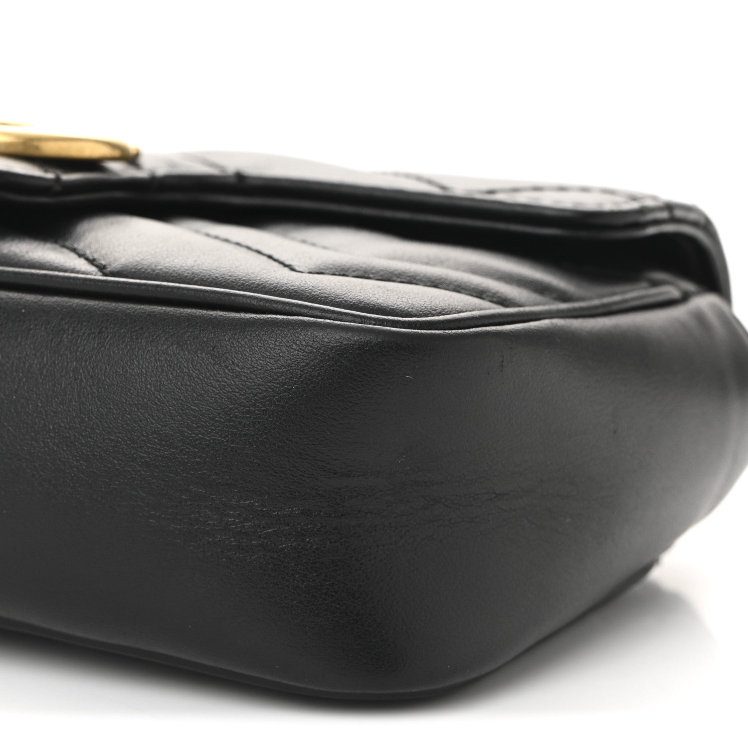 Calfskin Matelasse Super Mini GG Marmont Shoulder Bag Black