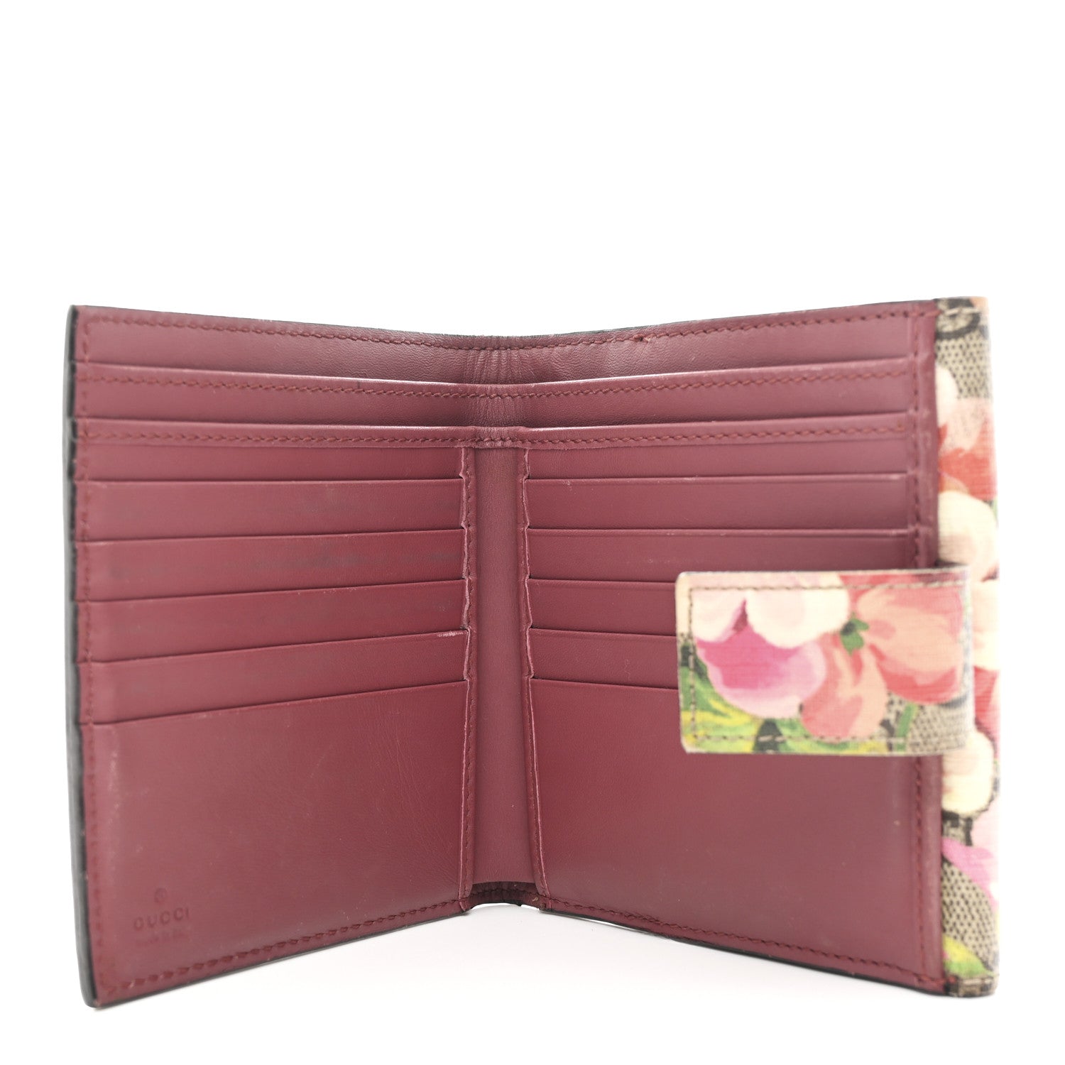 GG Supreme Monogram Blooms French Flap Wallet Beige Multicolor Dry Rose