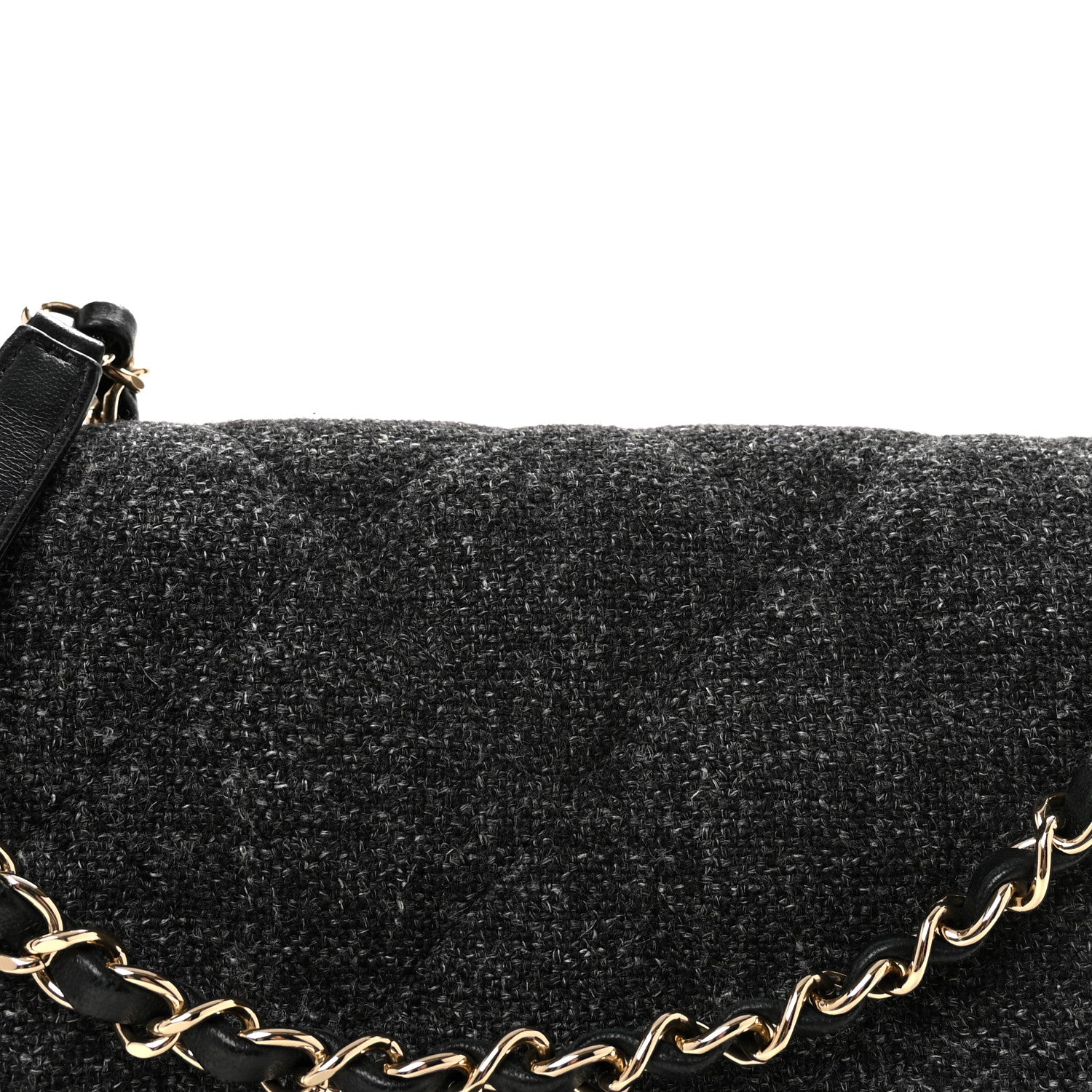 Wool Tweed Quilted Coco Neige Chain Around Flap Black