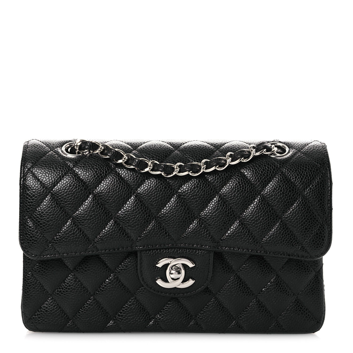 Caviar Quilted Small Double Flap Black