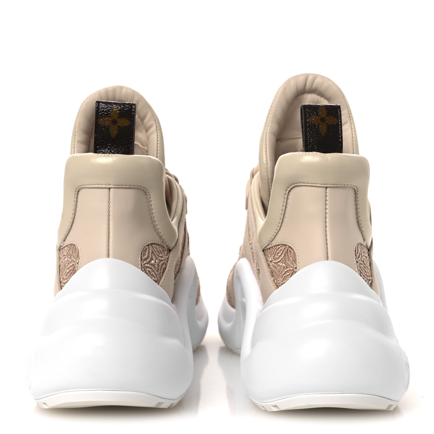 Fabric Embroidered Calfskin LV Archlight Sneakers 37 Nude