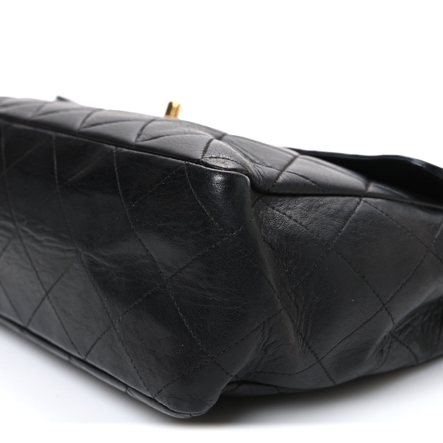 Lambskin Quilted Jumbo Single Flap Black