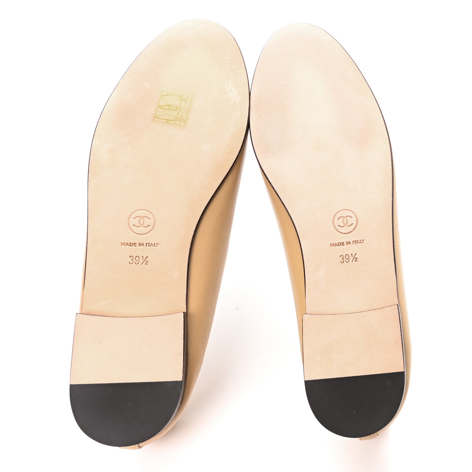 Lambskin Cap Toe CC Ballerina Flats 39.5 Beige Black