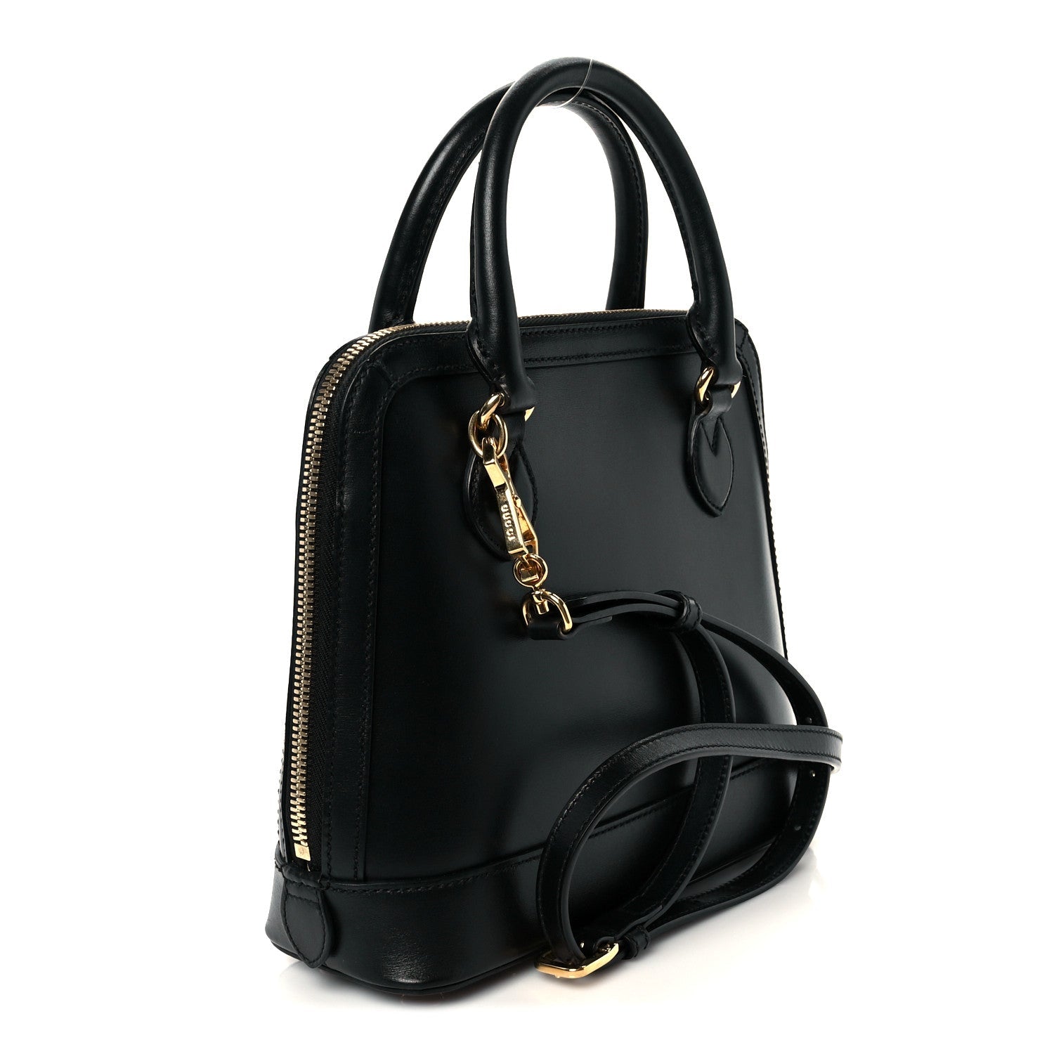 Boarded Plutone Calfskin Small Horsebit 1955 Top Handle Bag Black