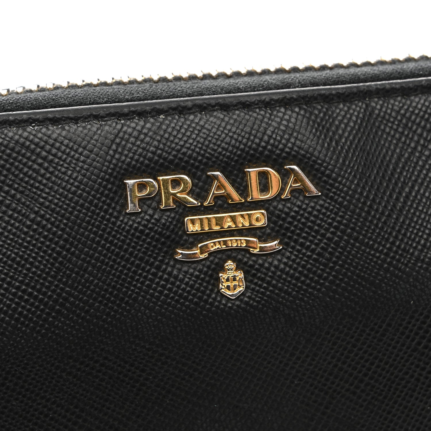 Saffiano Metal Zip Around Wallet Black