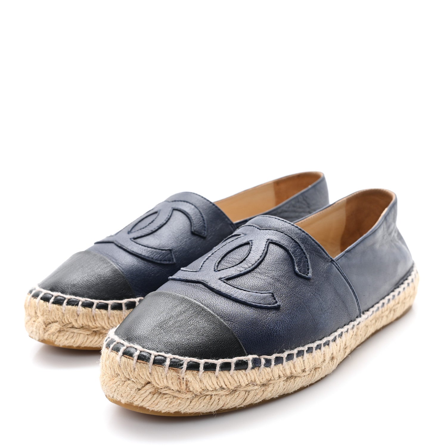Lambskin CC Espadrilles 36 Navy Black