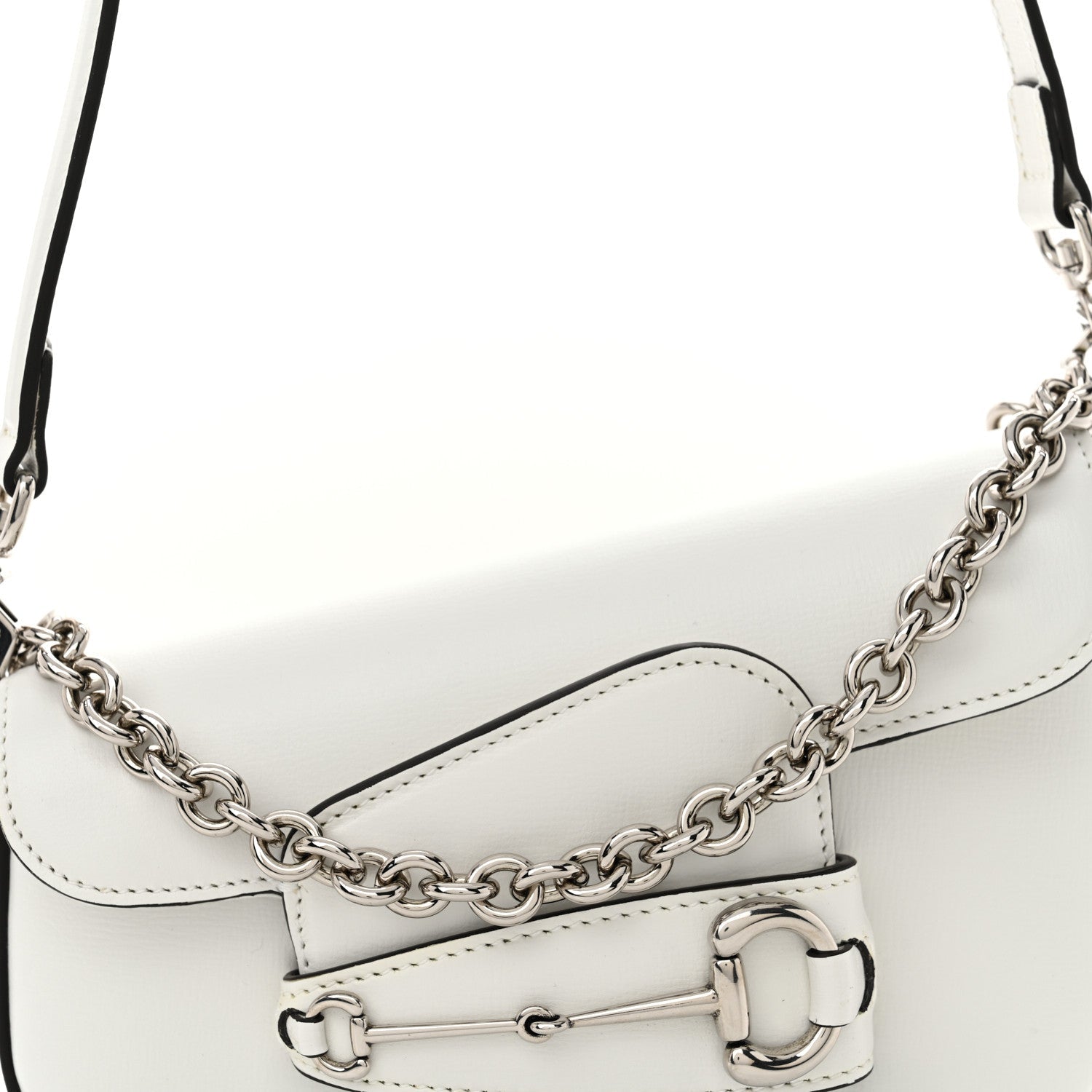 Calfskin Mini Horsebit 1955 Asymmetric Shoulder Bag Great White