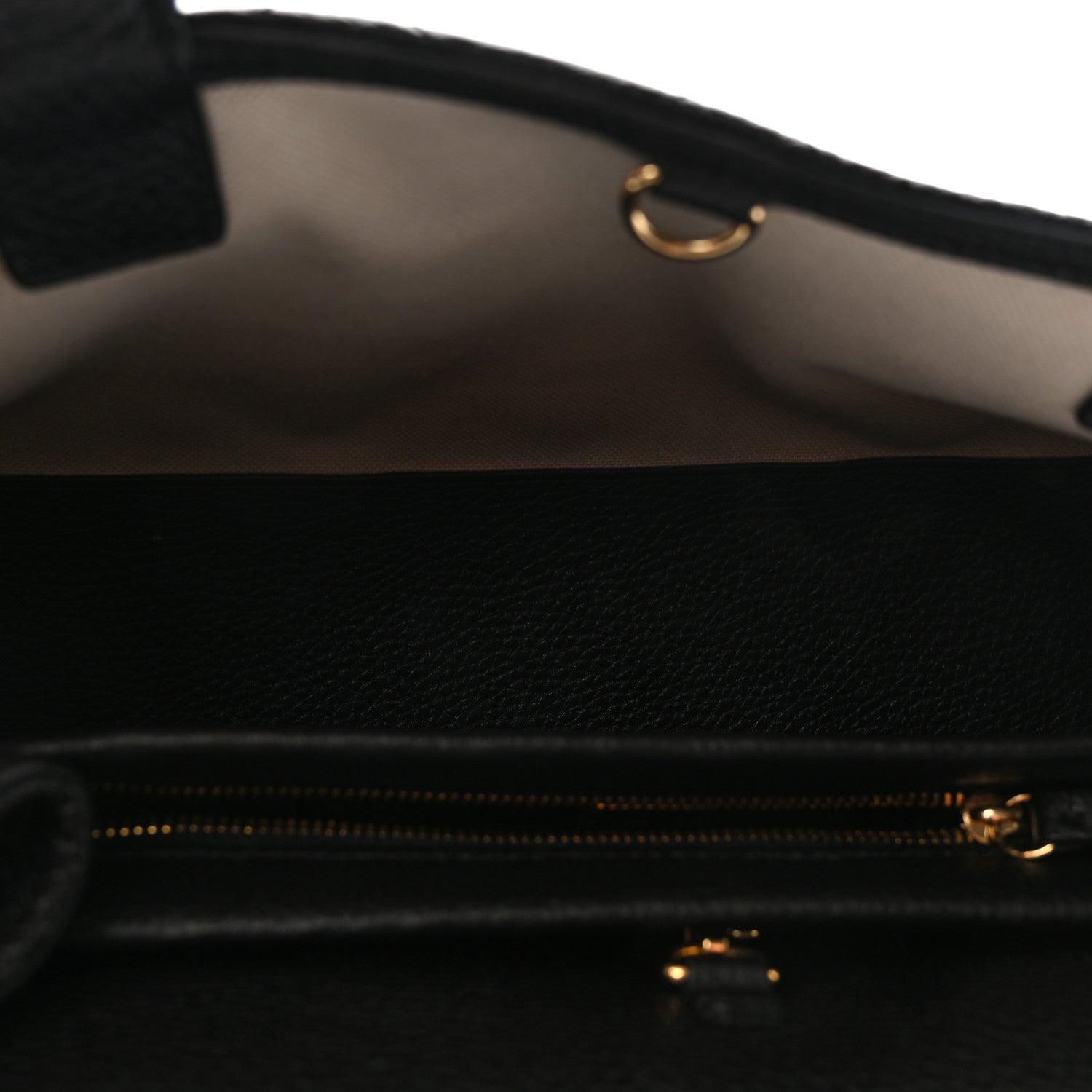 Grained Calfskin Stitched Urban Essentials Small Shopping Bag Black