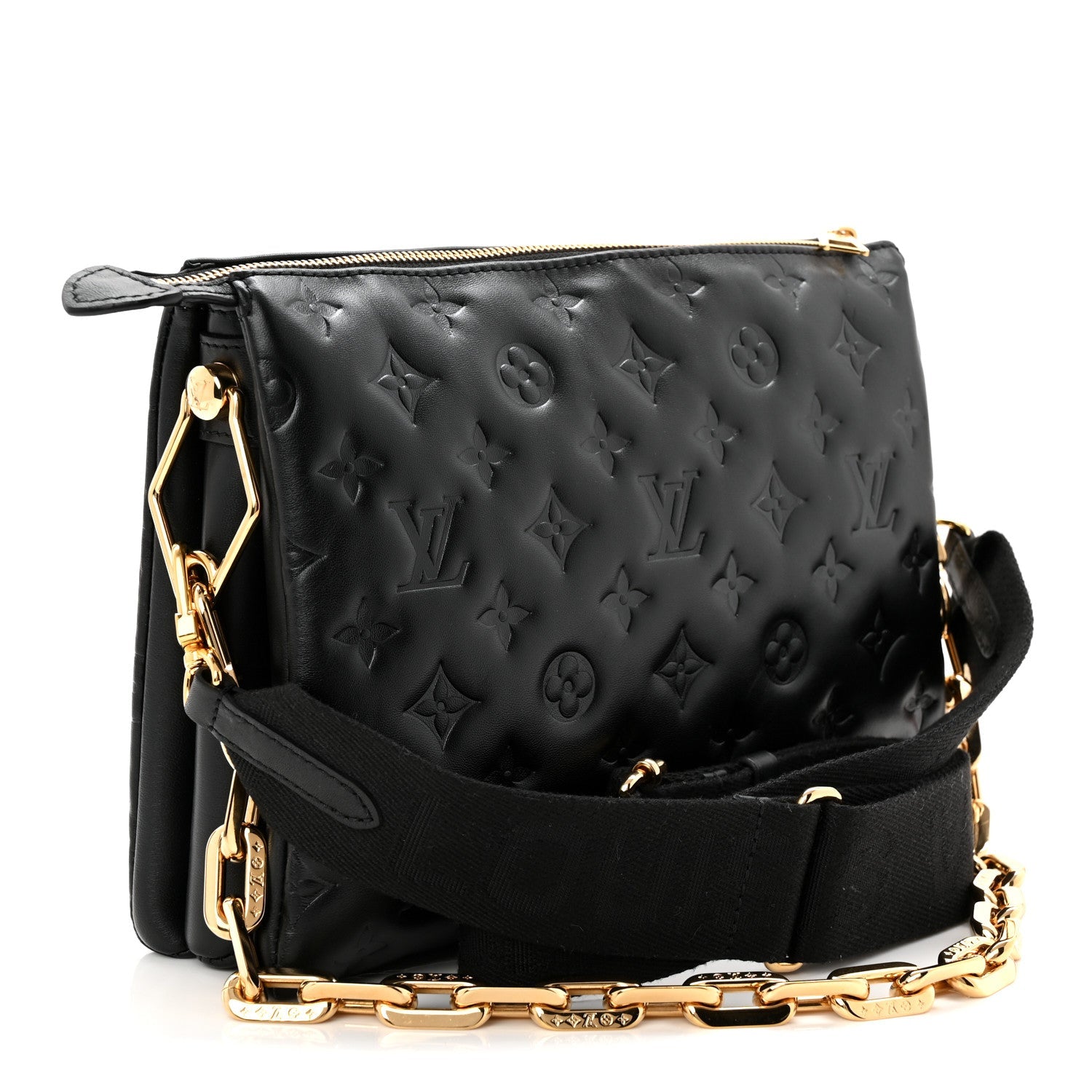 Lambskin Embossed Monogram Coussin PM Black