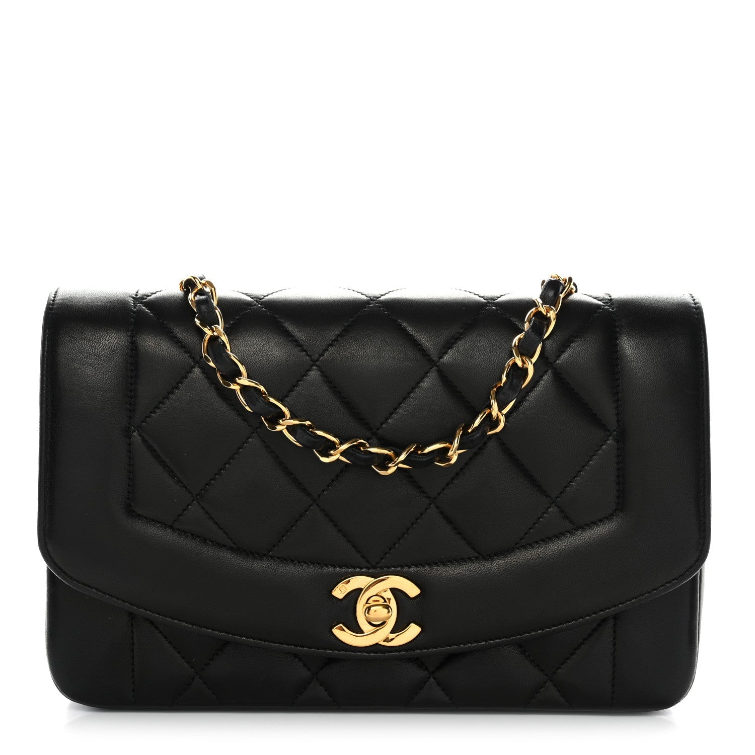 Lambskin Quilted Small Single Flap Black