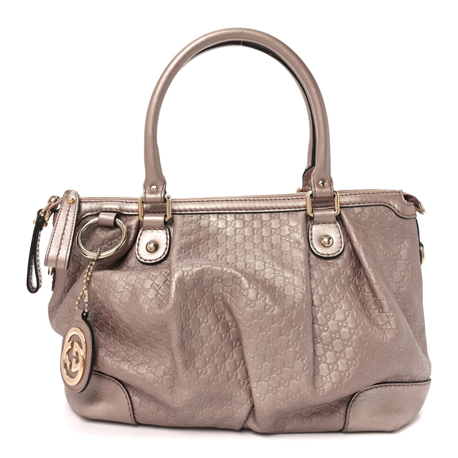 Metallic Microguccissima Medium Sukey Top Handle Bag Dark Cipria
