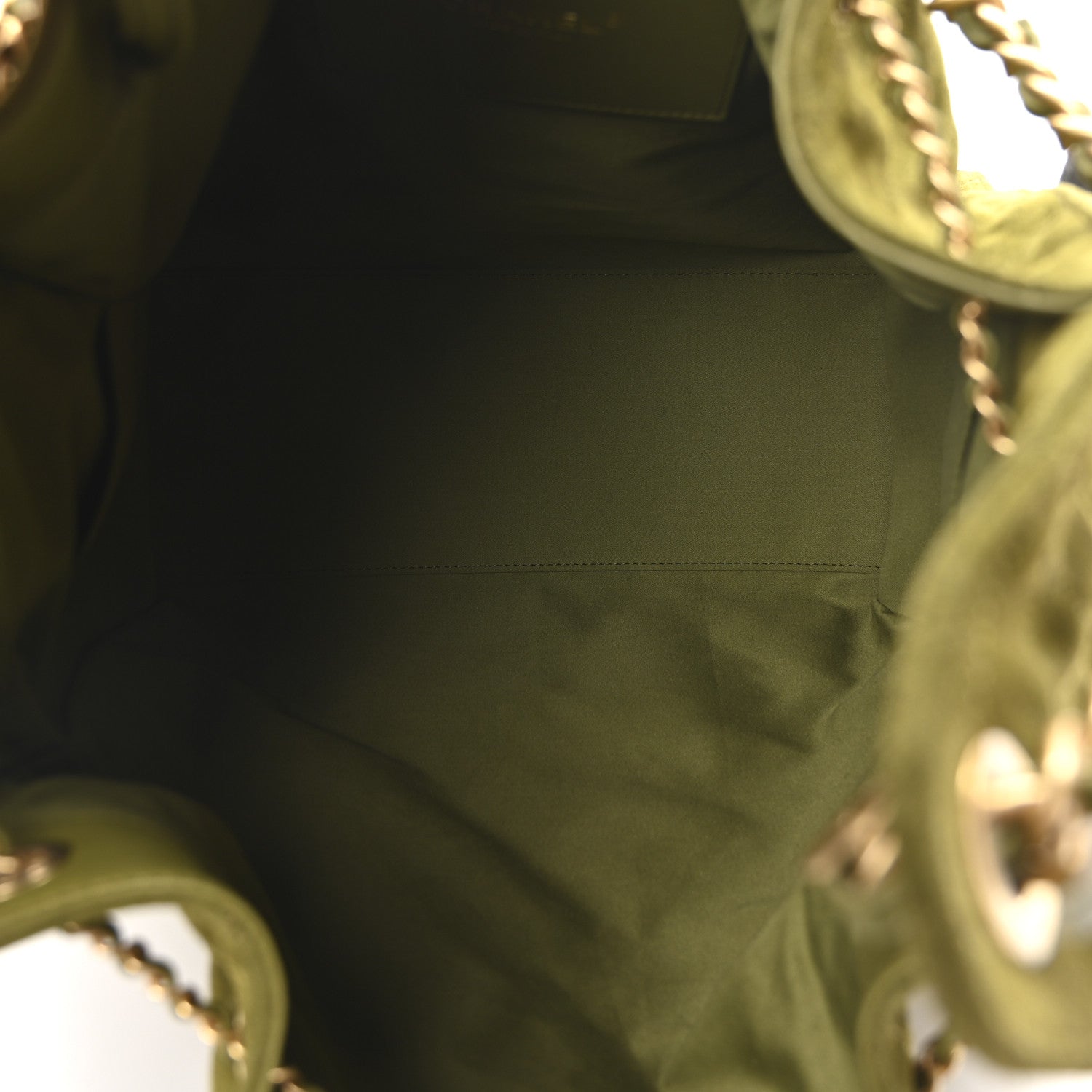 Suede Quilted Medium Chanel 25 Handbag Khaki