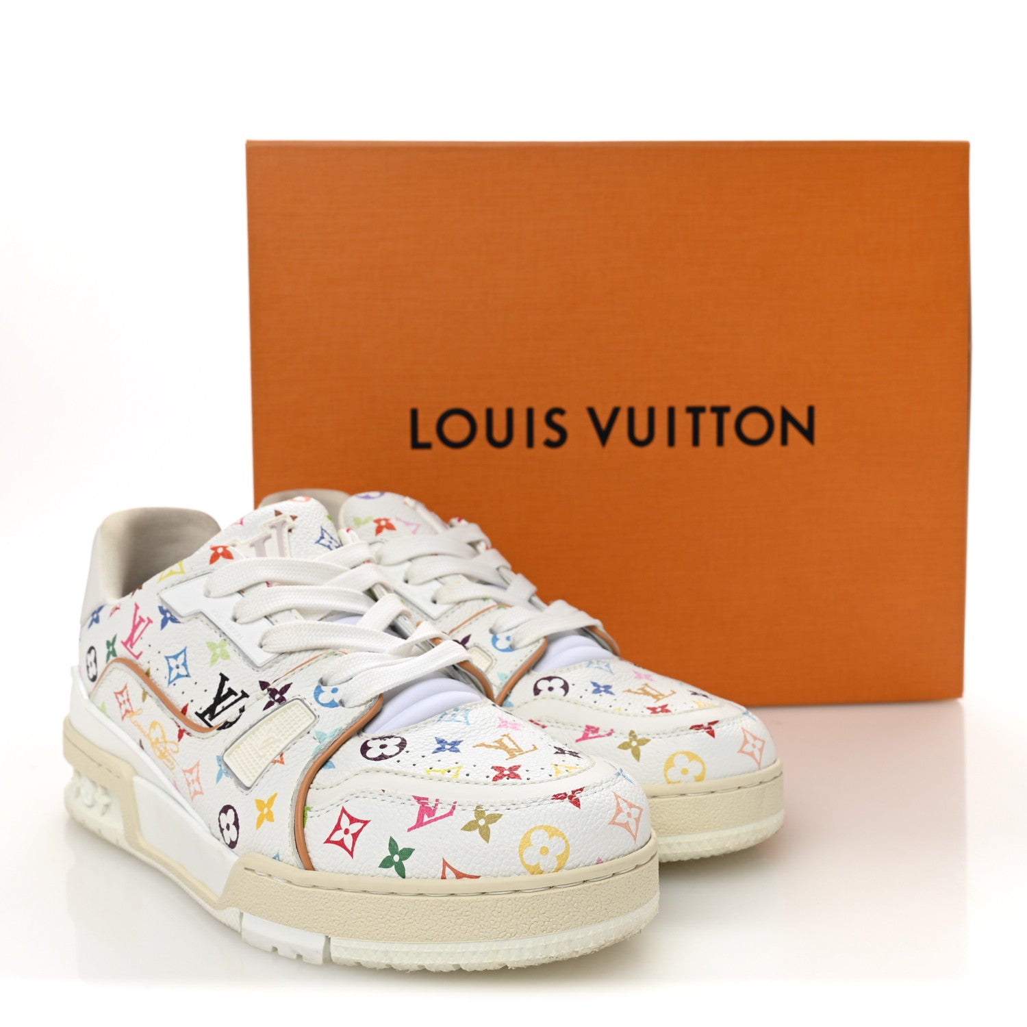 LV X TM Calfskin Monogram Multicolor Womens LV Trainer Sneakers 38 White