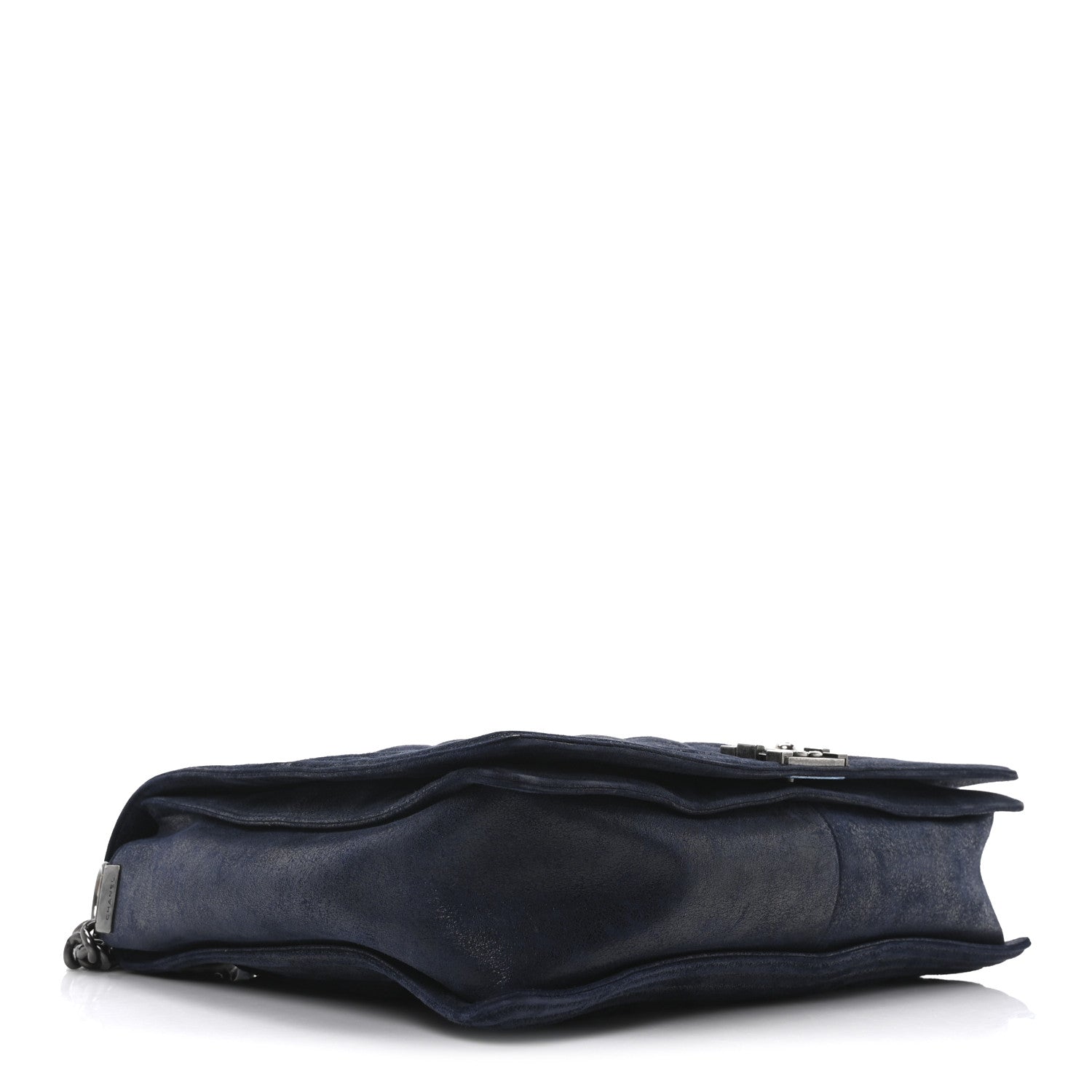 Iridescent Calfskin Large Gentle Boy Flap  Navy Blue