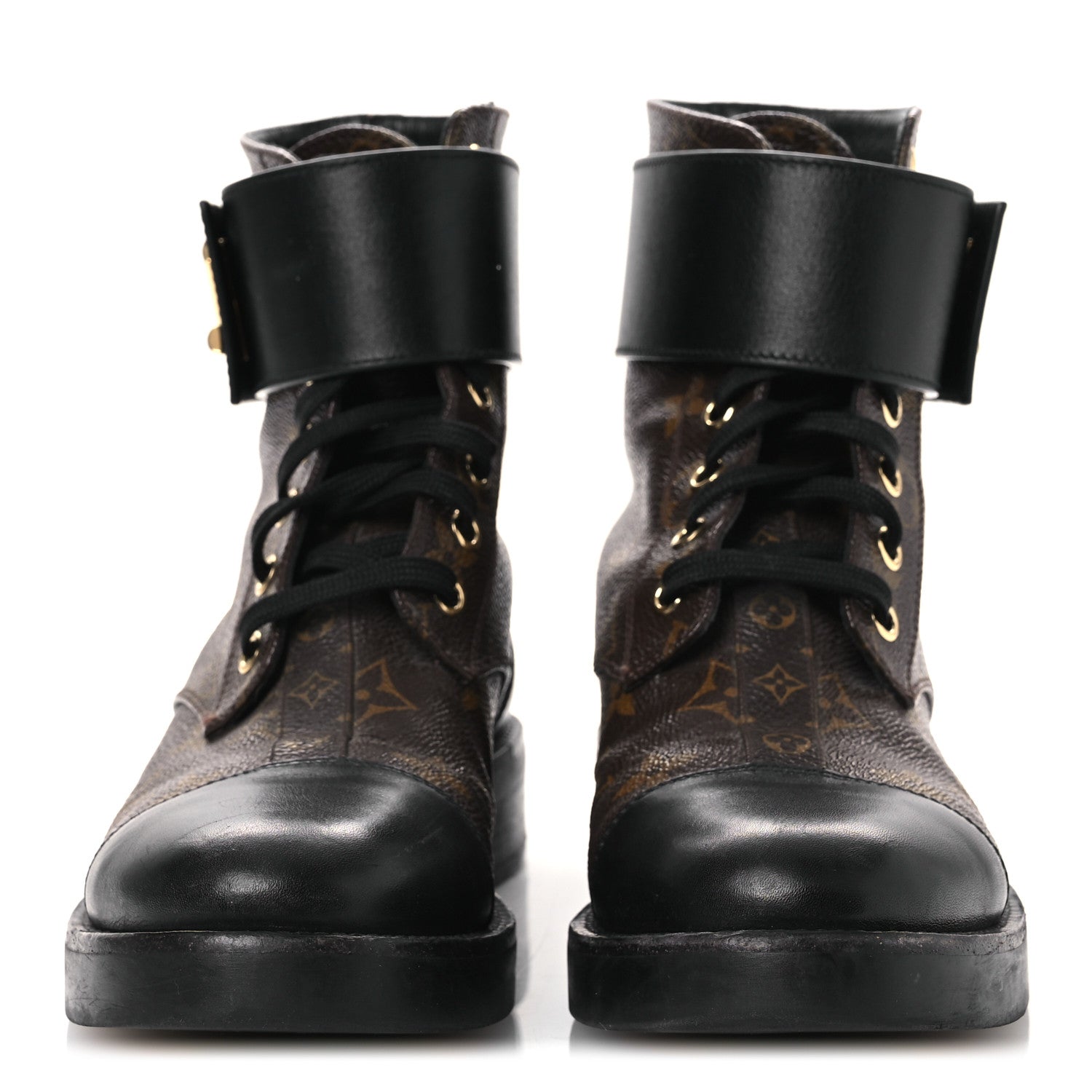 Calfskin Monogram Wonderland Flat Ranger Boots 36.5 Black