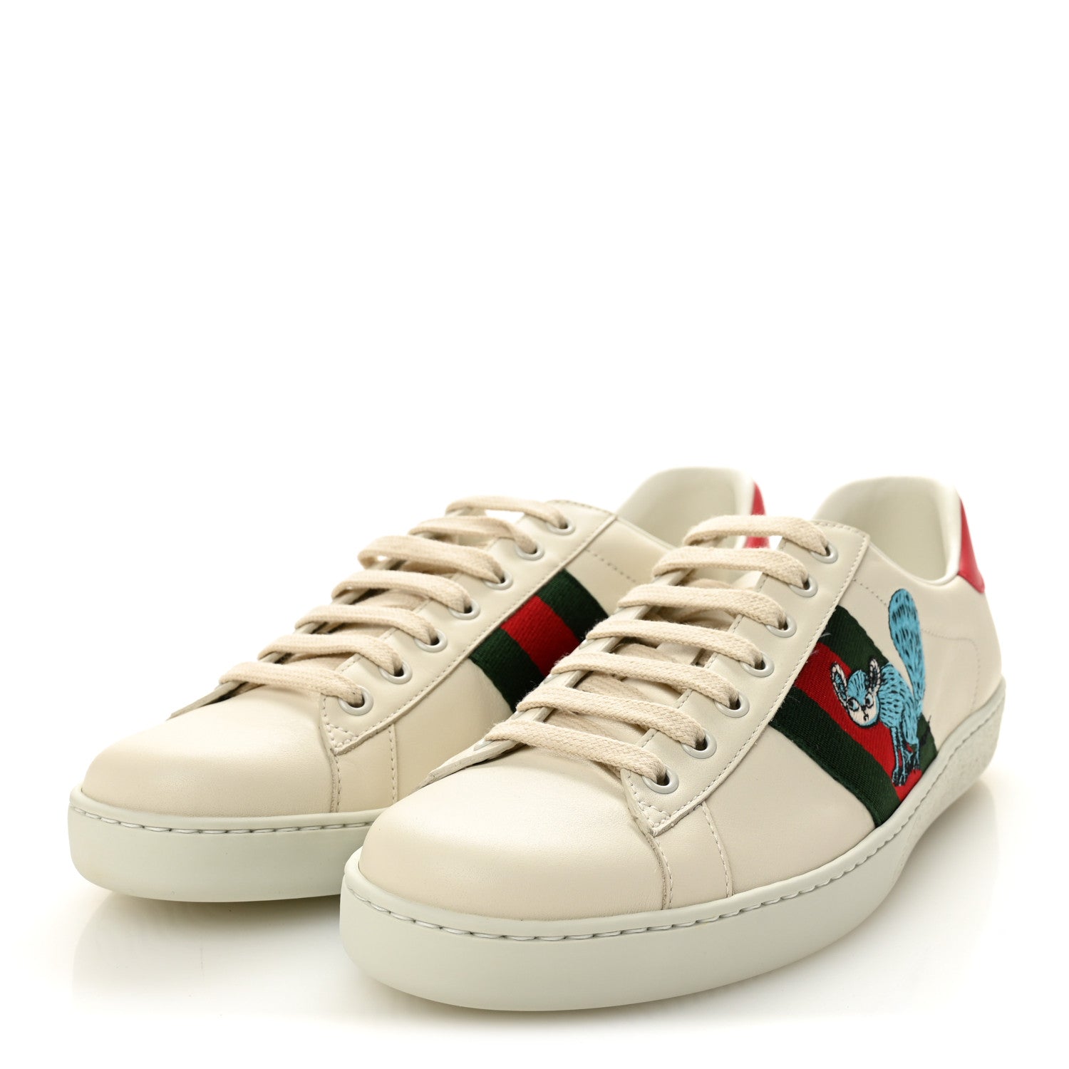 X FREYA HARTAS Calfskin Miro Soft Web Mythical Creature Embroidered Mens Ace Sneakers 8 New Mystic White