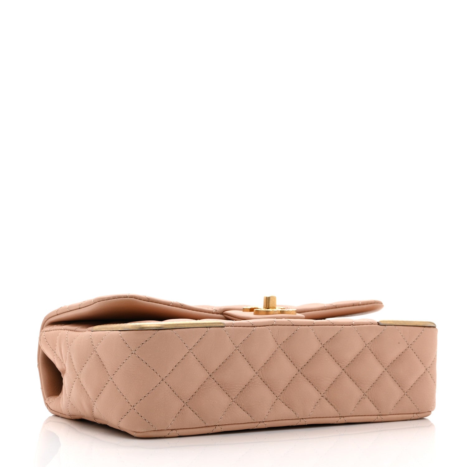 Calfskin Quilted Rock The Corner Flap Beige