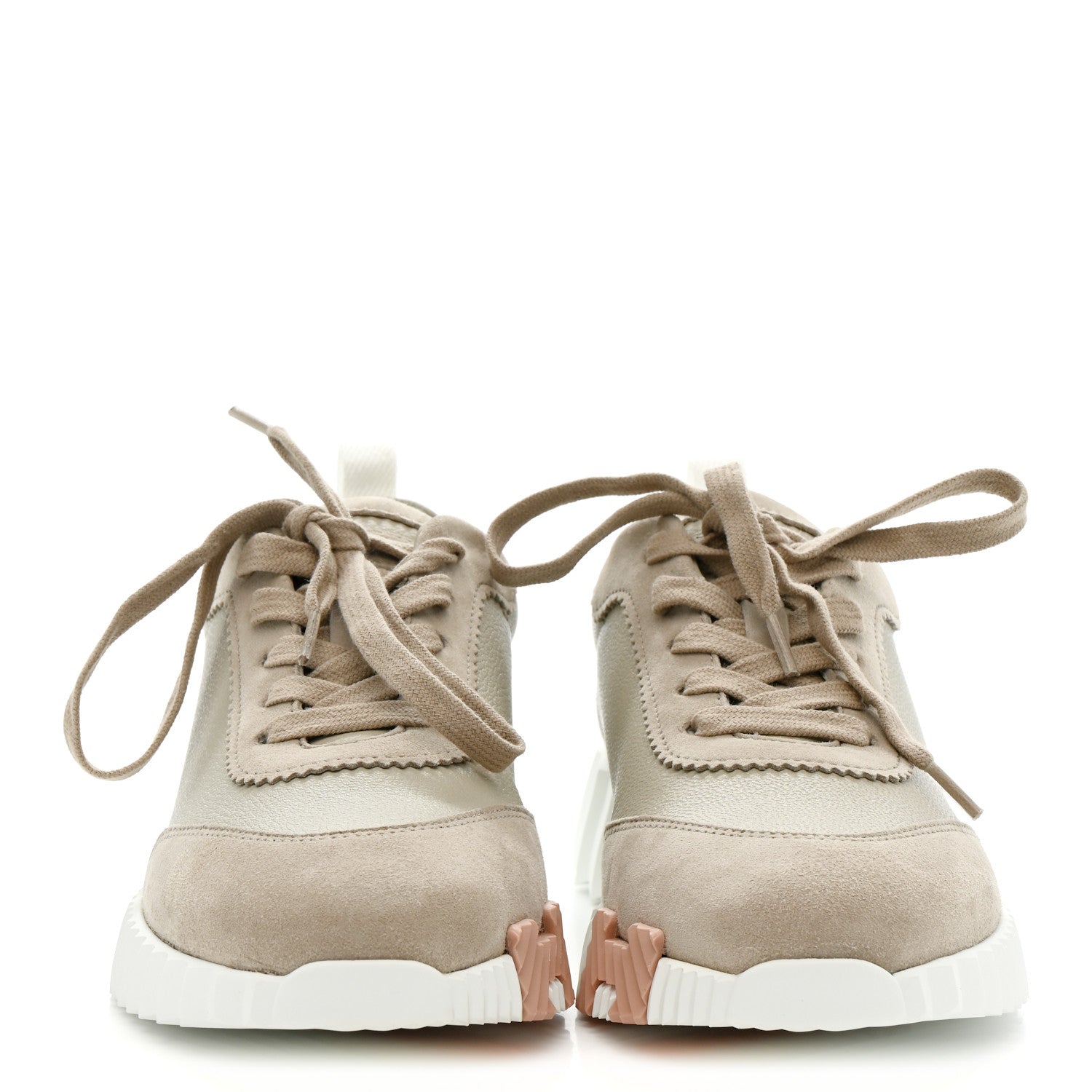 Sport Goatskin Suede Goatskin Womens Bouncing Sneakers 36.5 Beige Esquisse