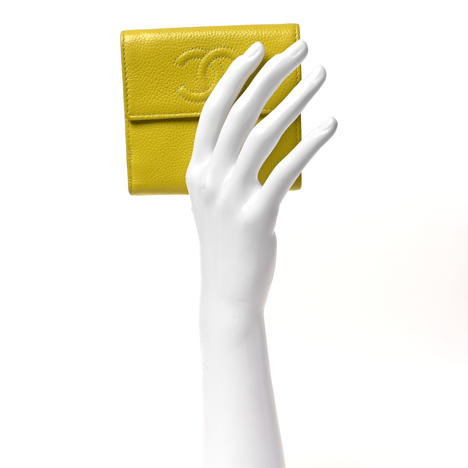 Caviar Timeless CC Compact French Wallet Yellow