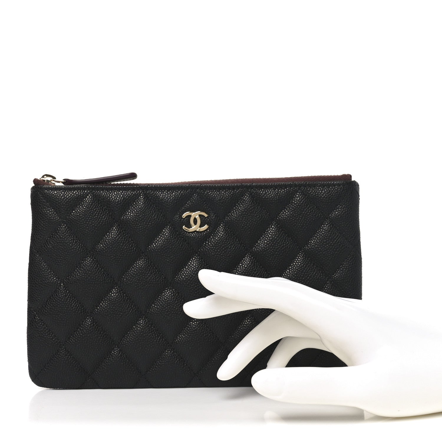 Caviar Quilted Cosmetic Case Black