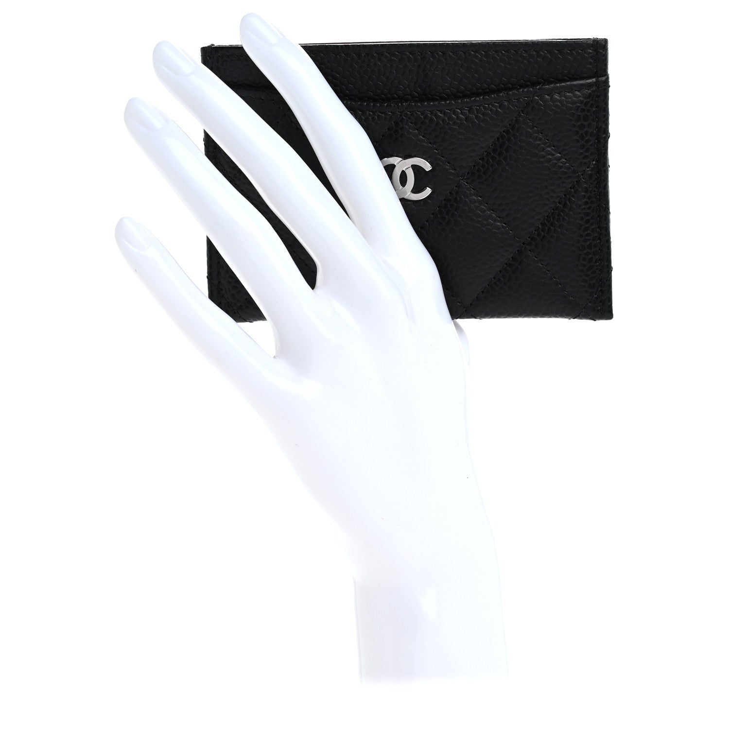 Caviar Quilted Card Holder Black