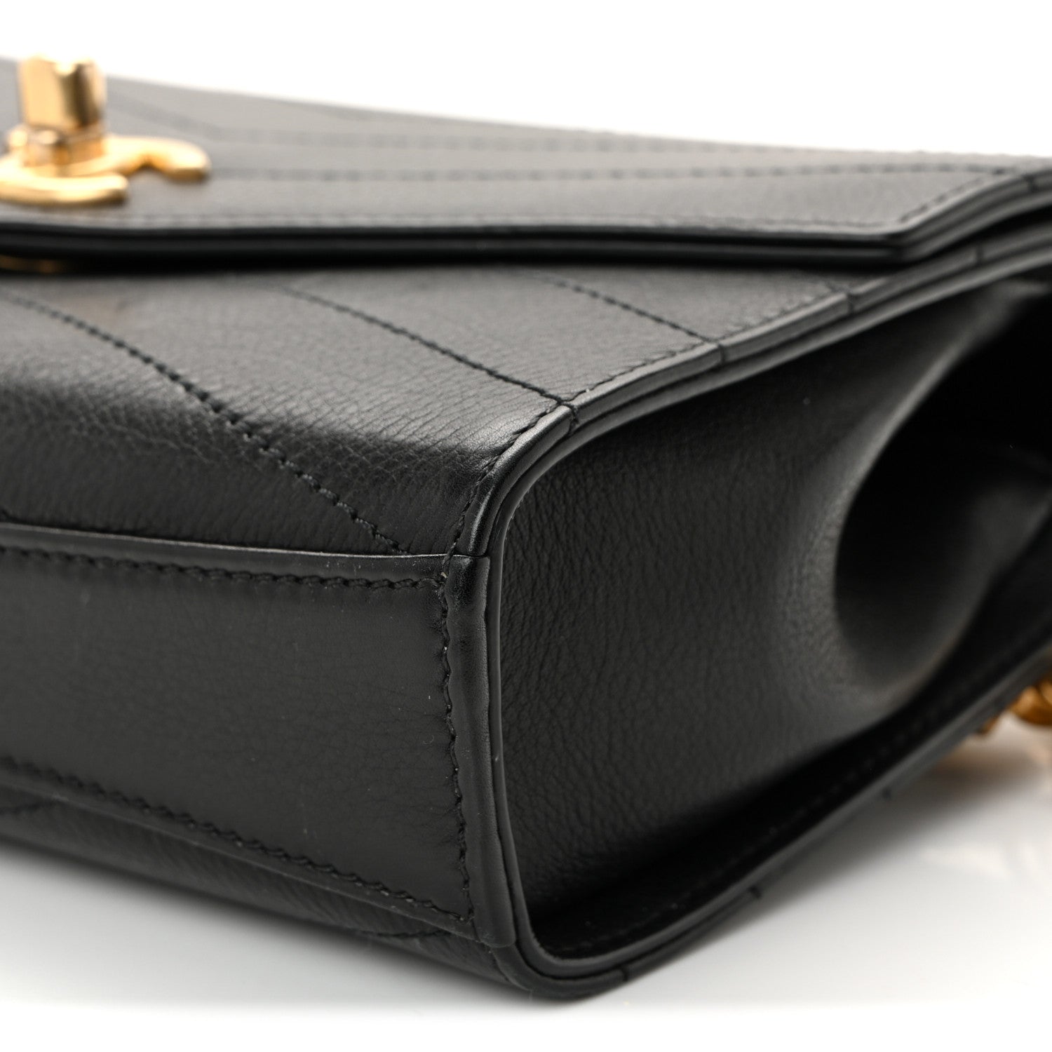 Calfskin Chevron Stitched Coco Waist Bag Black