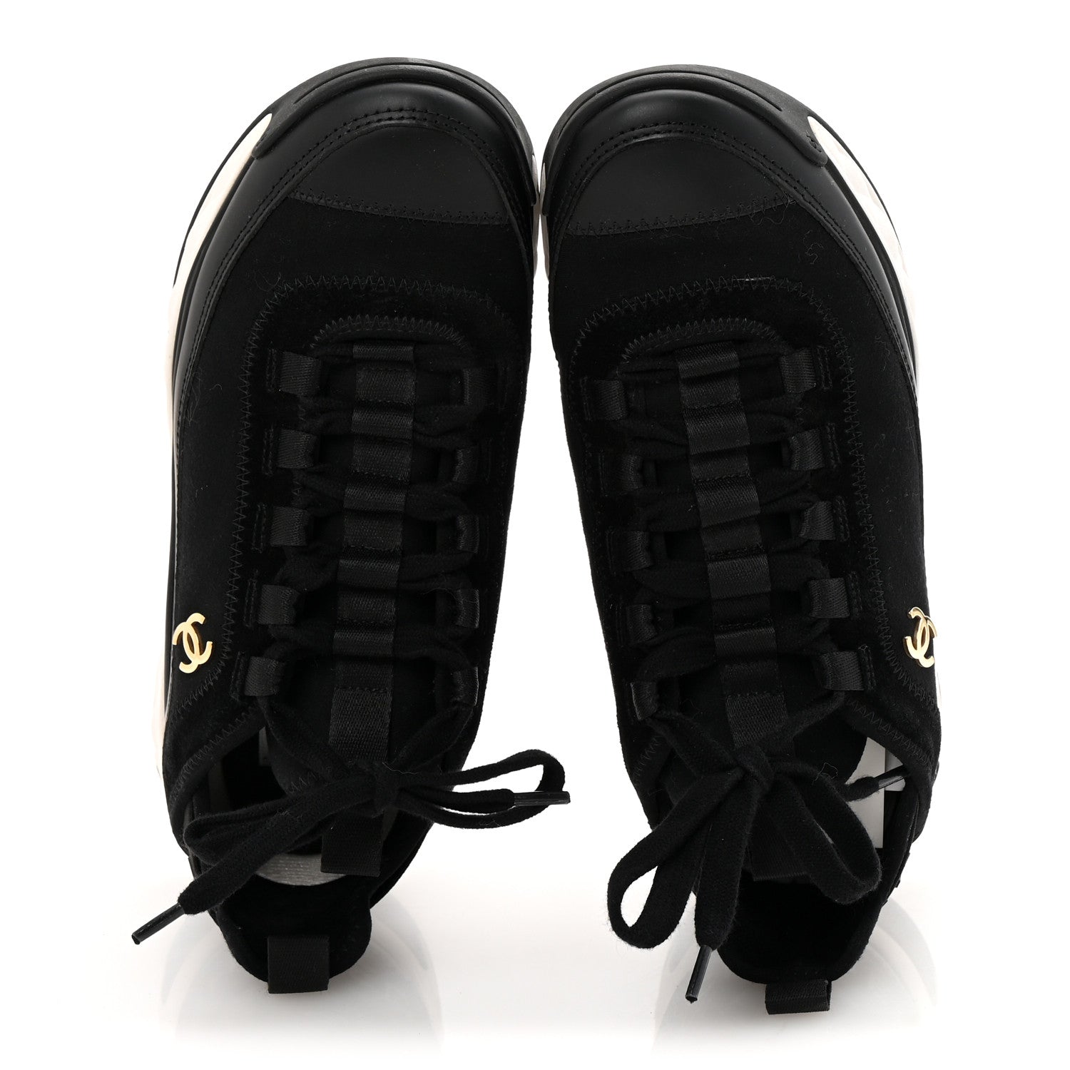 Velvet Calfskin Mixed Fibers CC Sneakers 36 Black