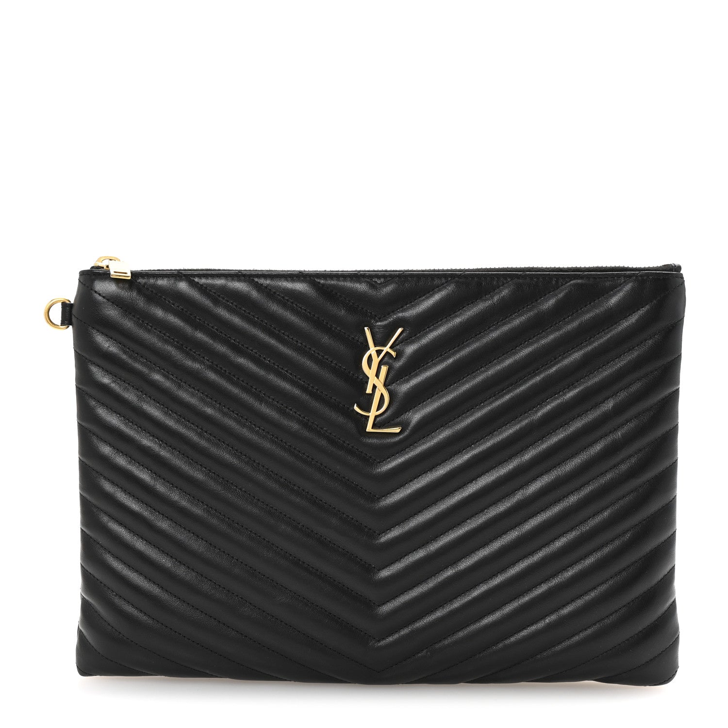 Calfskin Matelasse Monogram Cassandre Tablet Pouch Black