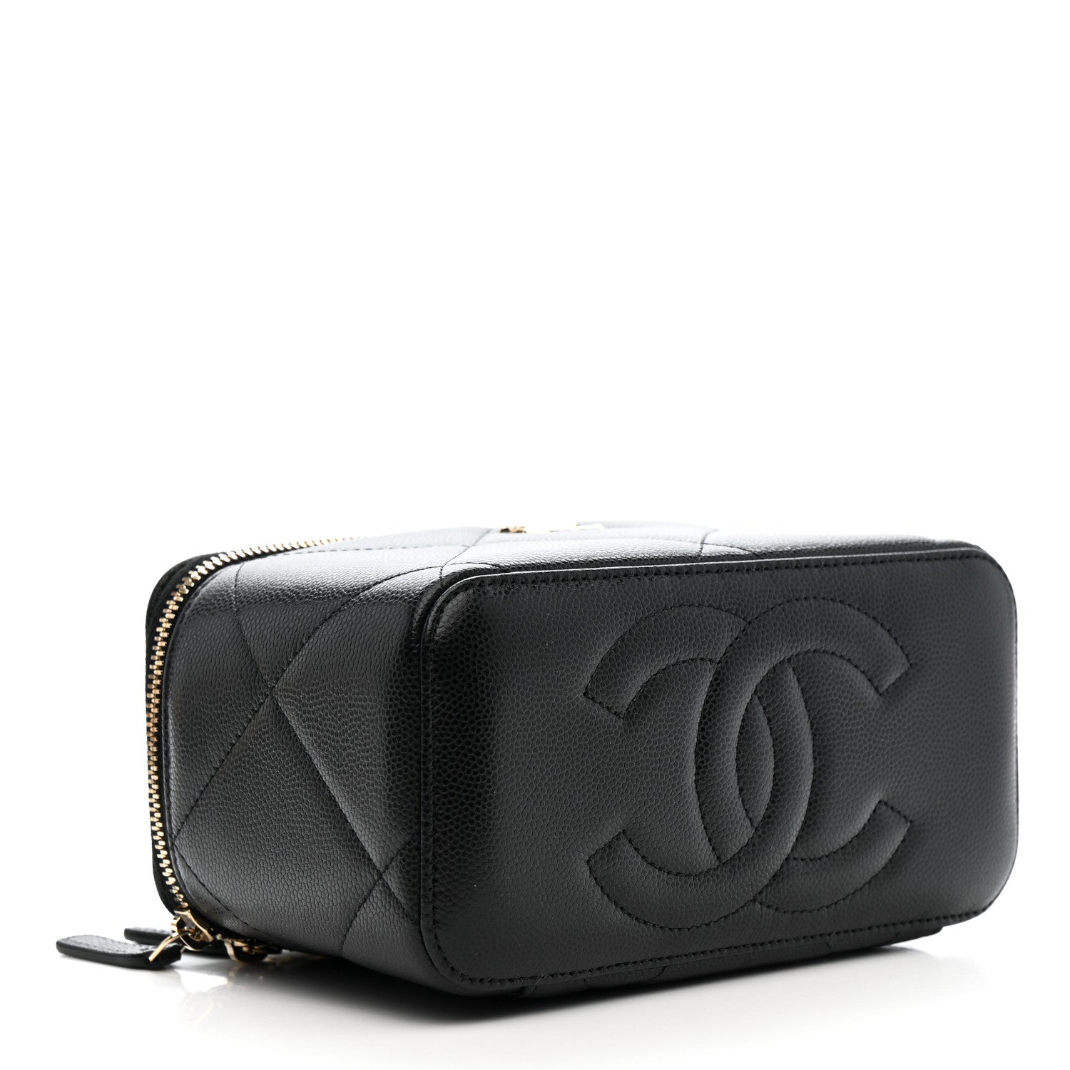 Caviar Quilted Top Handle Long Vanity Black