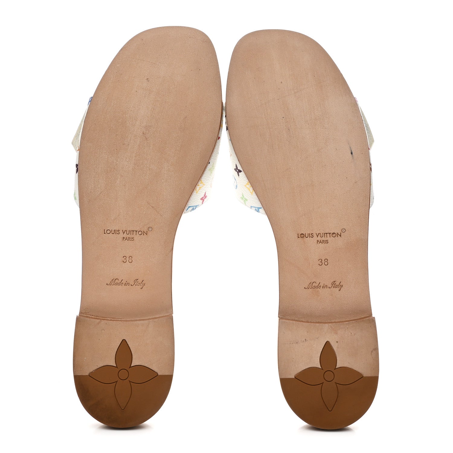 LV X TM Monogram Multicolor Frame Flat Mule Sandals 38 White Multicolor