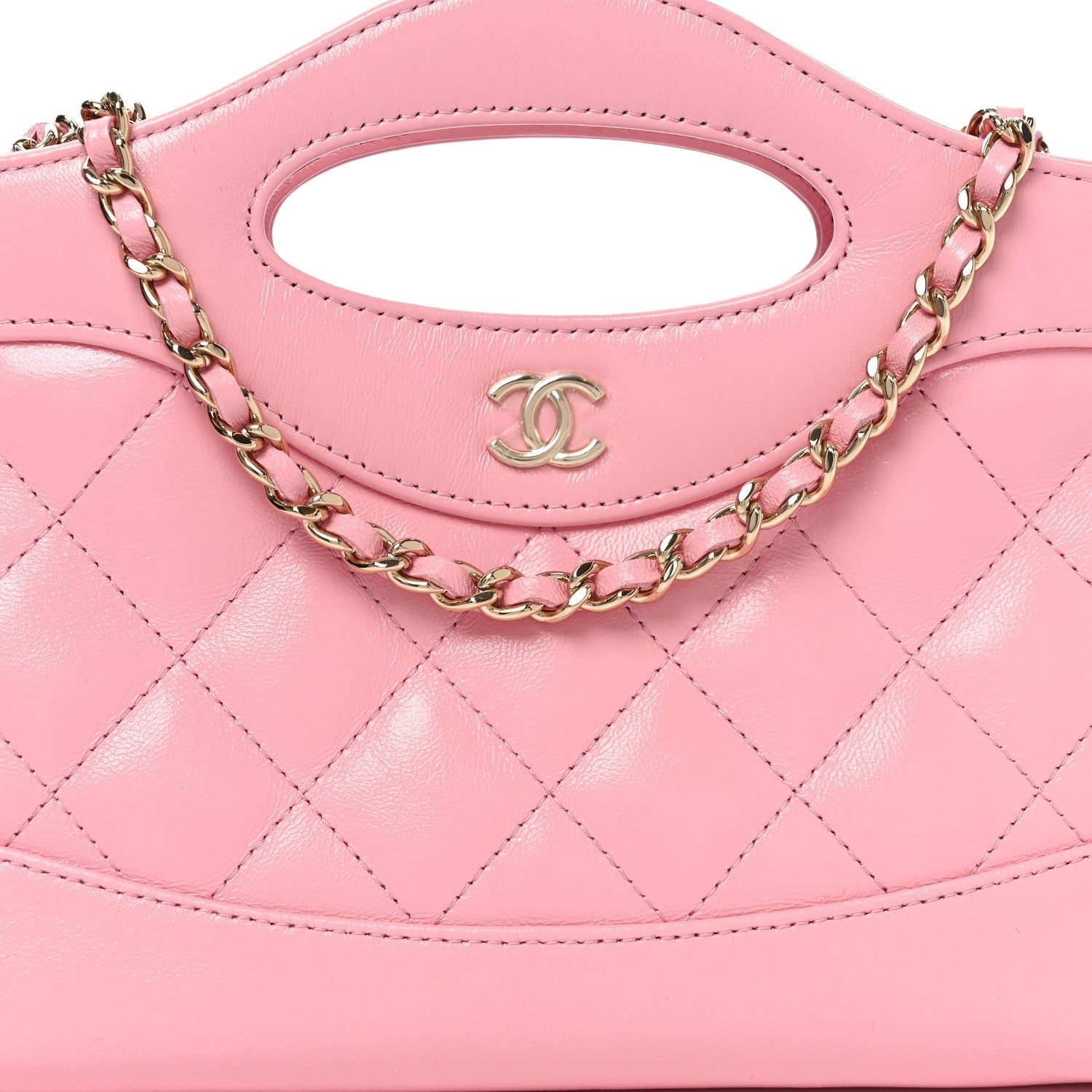 Shiny Lambskin Quilted Nano 31 Shopping Bag Pink