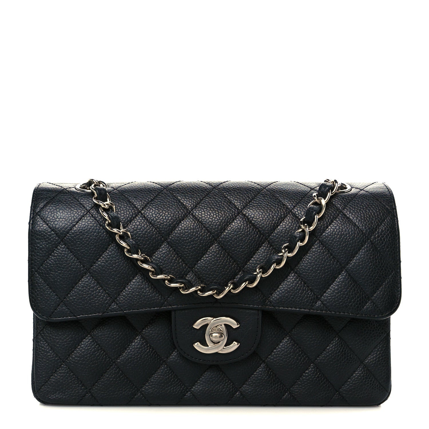 Caviar Quilted Small Double Flap Black