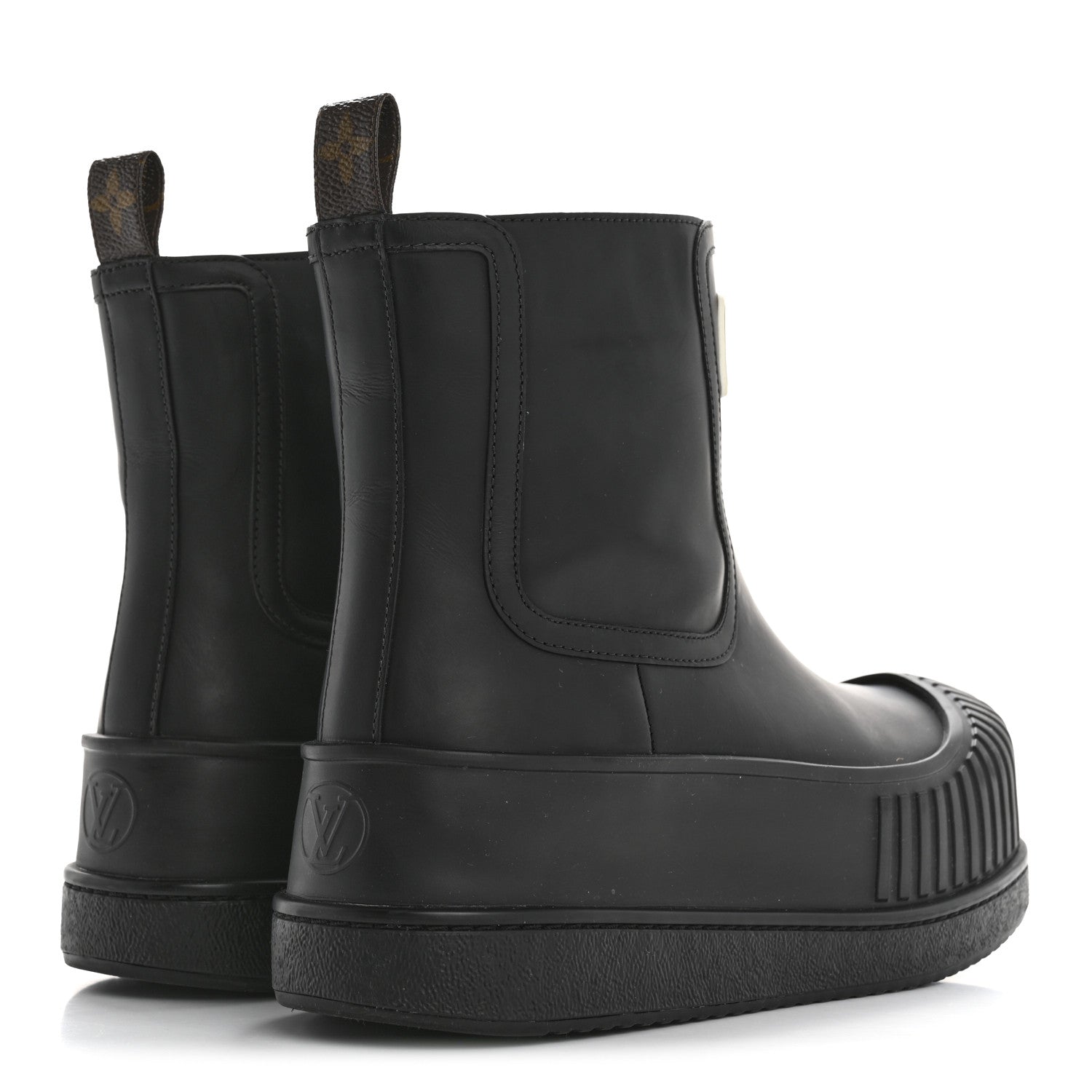 Calfskin Polar Flat Ankle Boots 38 Black