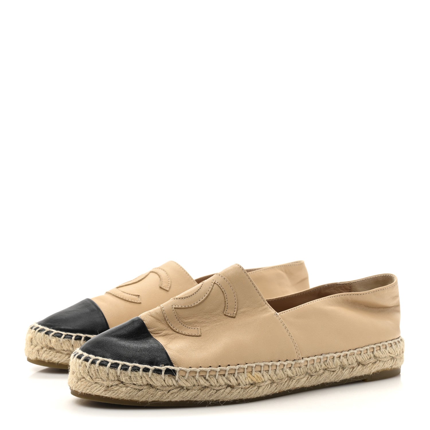 Lambskin CC Espadrilles 38 Beige Black