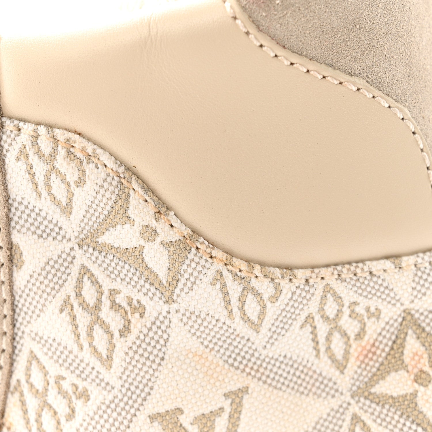 Suede Calfskin Jacquard Since 1854 Laureate Platform Desert Boots 37.5 Beige