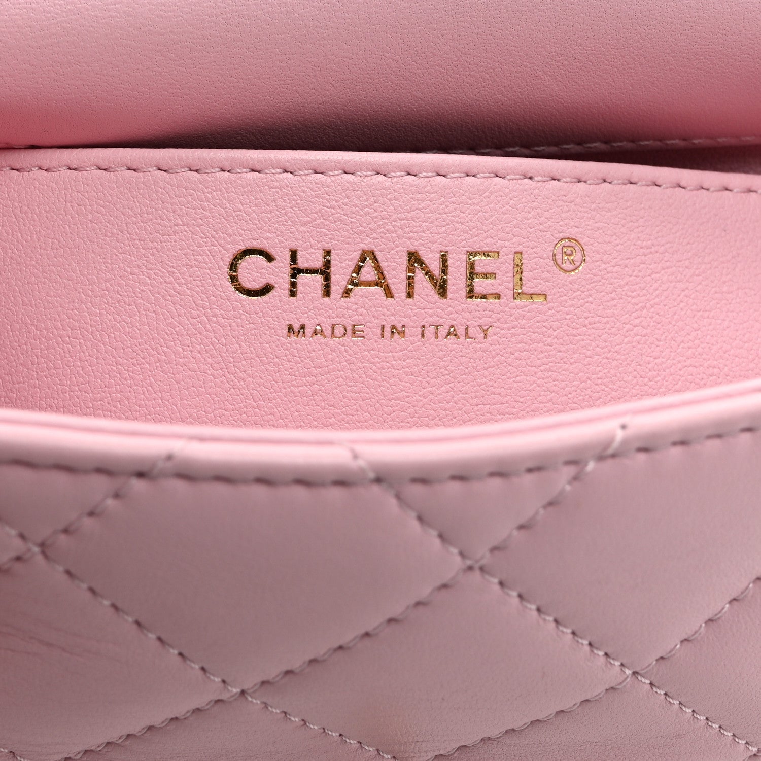 Lambskin Resin Quilted Top Handle Mini Flap Pink