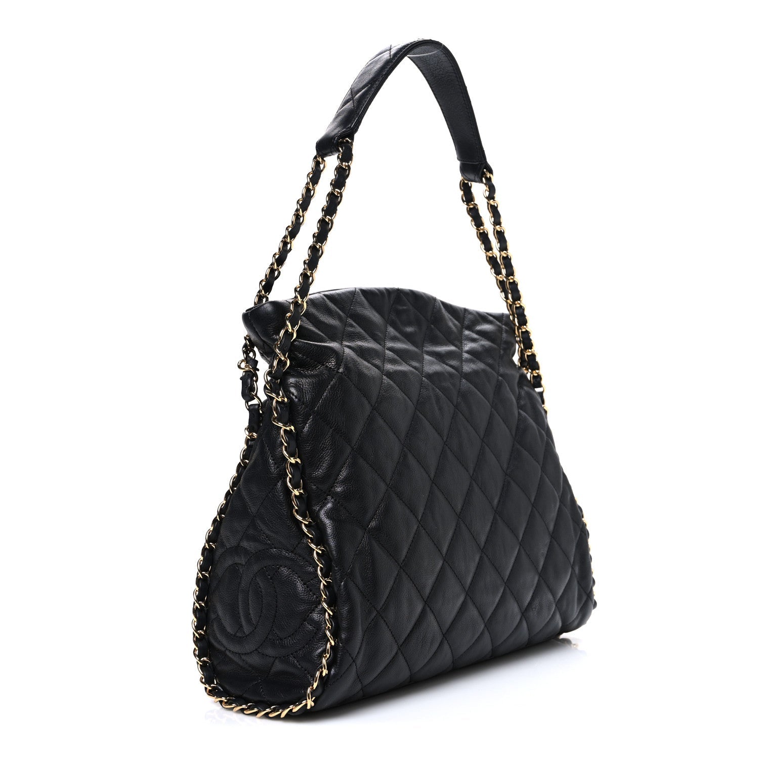 Calfskin Quilted Medium Chain Me Hobo Black