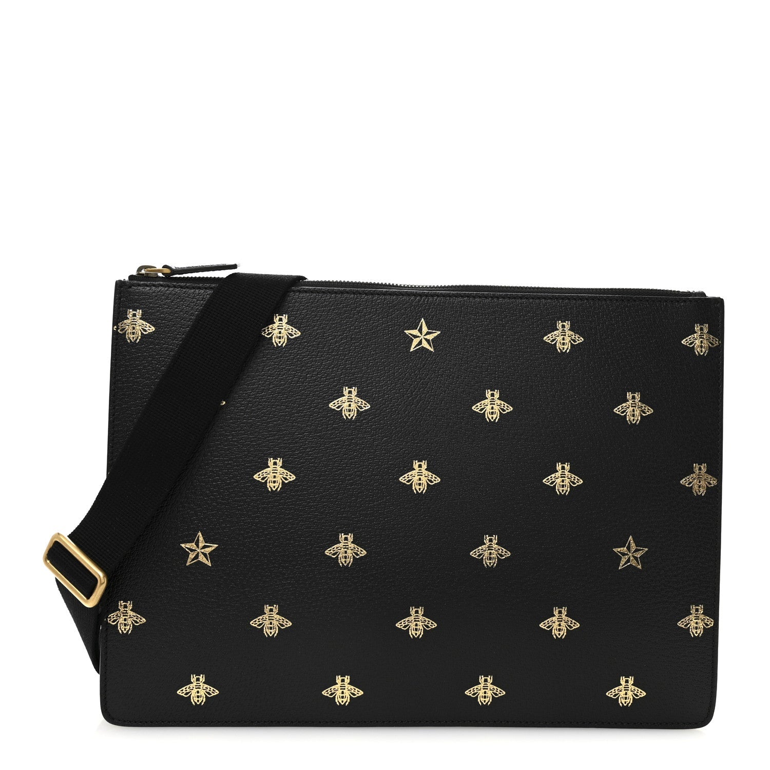 Grained Calfskin Bee Star Messenger Black