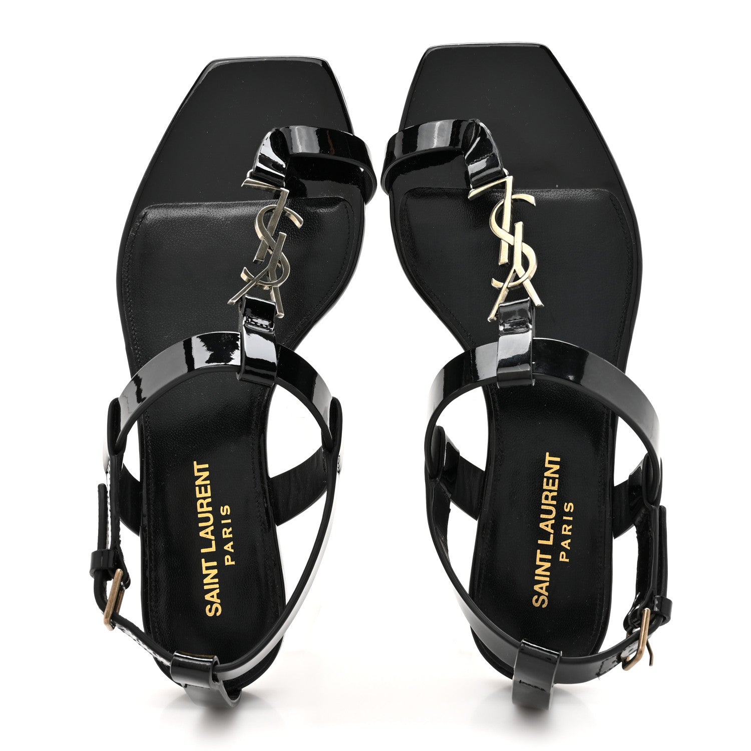 Vitello Vernice Soft Cassandra 05 Monogram Sandals 35.5 Black