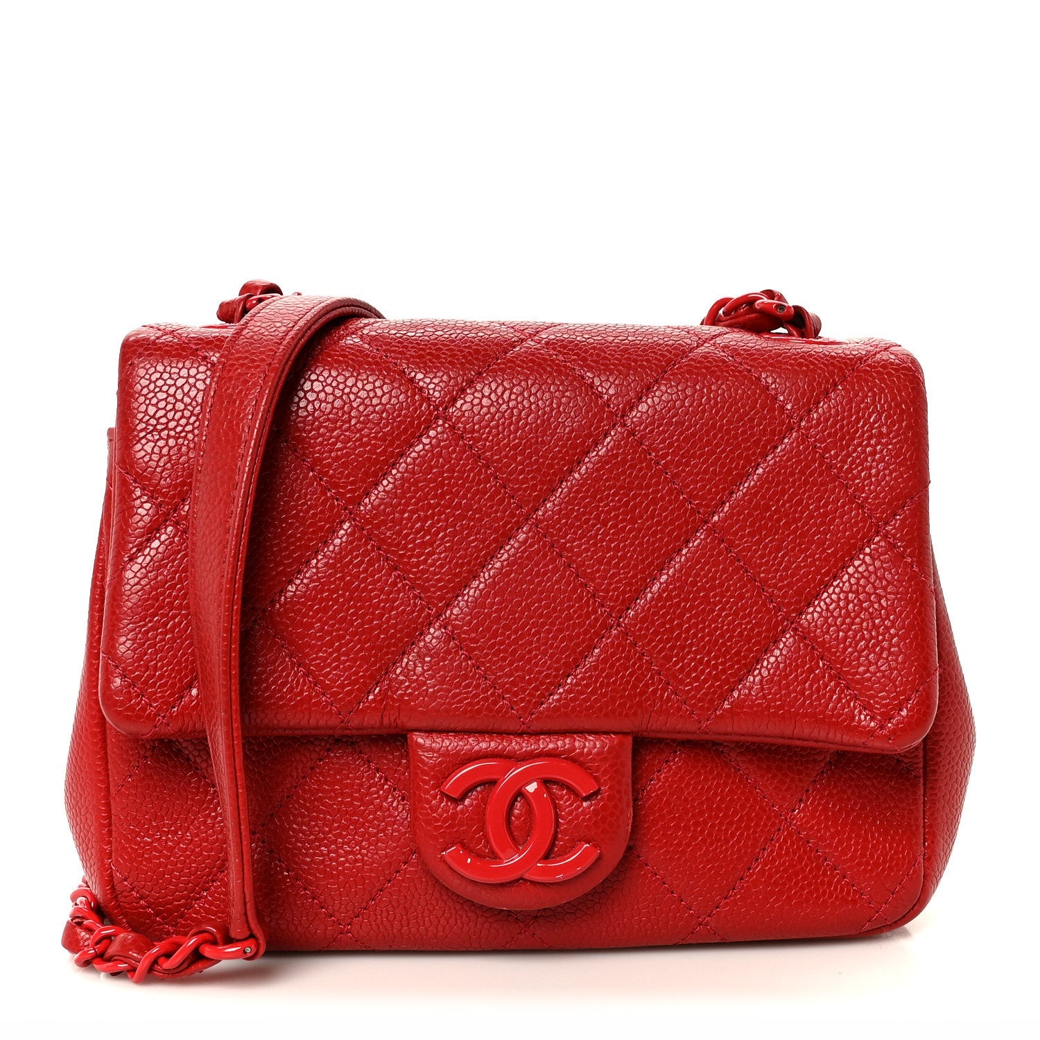 Caviar Quilted Mini Incognito Square Flap Red