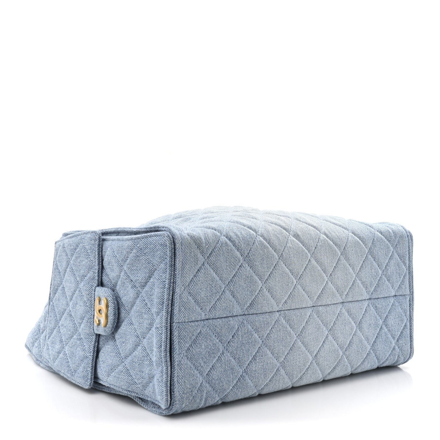 Washed Denim Quilted Medium Chanel 25 Handbag Blue