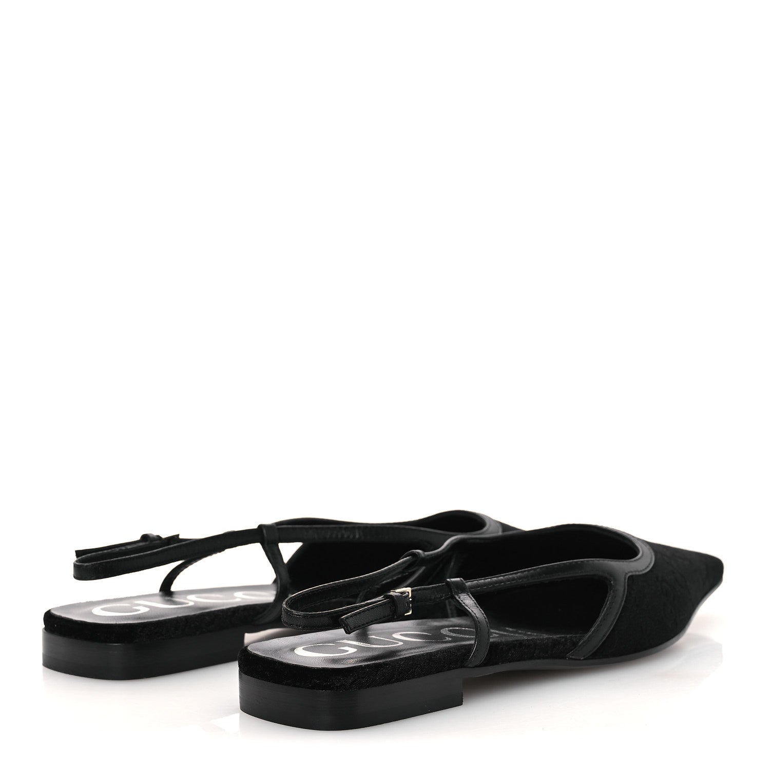 Velvet GG Monogram Slingback Ballet Flats 37.5 Black