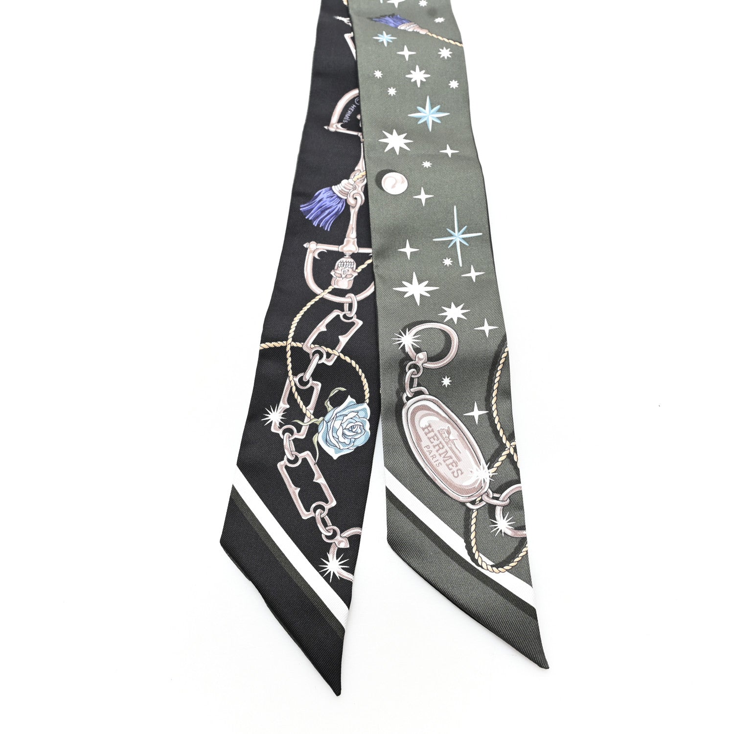 Silk C'est la Fete Twilly Kaki Fonce White Black